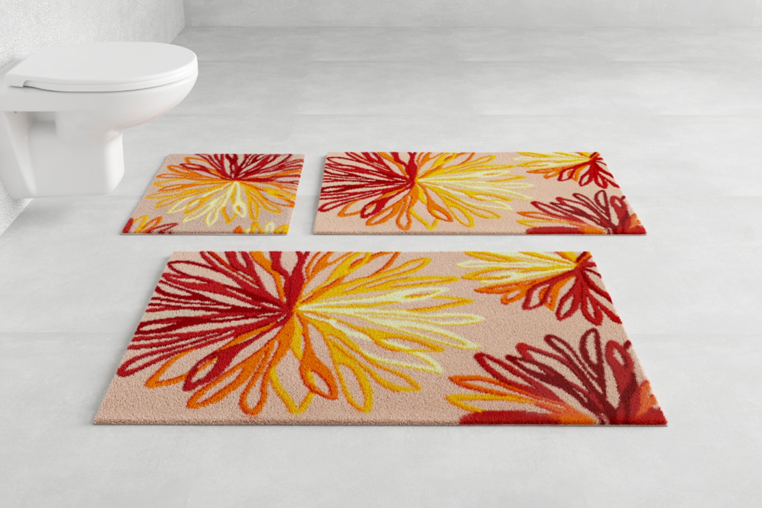 Grund 1100000002199 »Art« Höhe 20 mm rutschhemmend beschichtet fußbodenheizungsgeeignet florales Muster, elegante Badematte