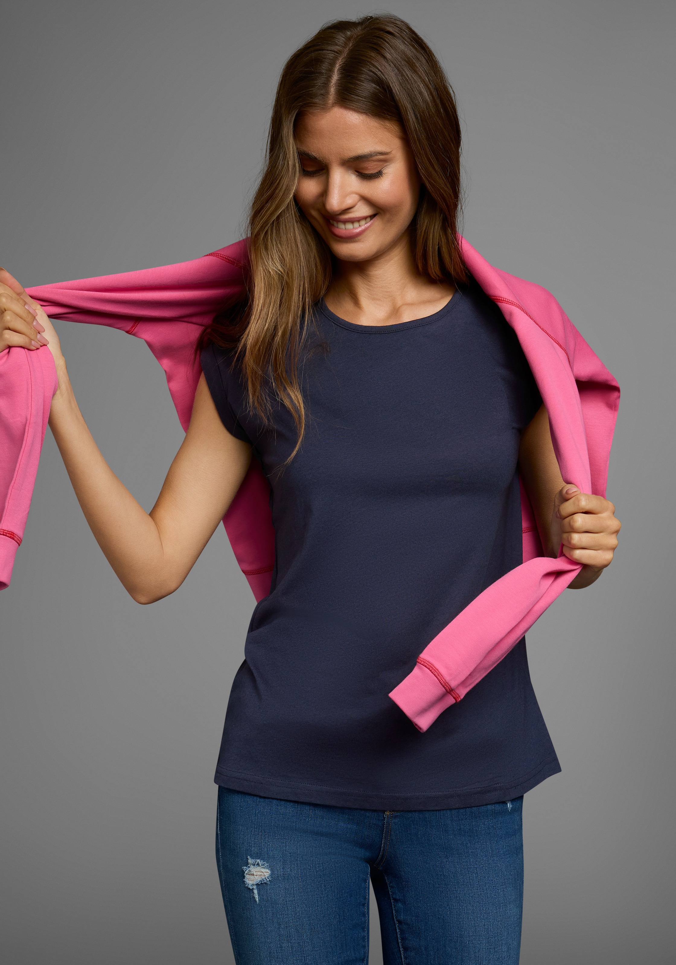Flashlights T-Shirt, (Packung, 2 tlg., 2er-Pack), Kurzarm, figurbetont, uni günstig online kaufen