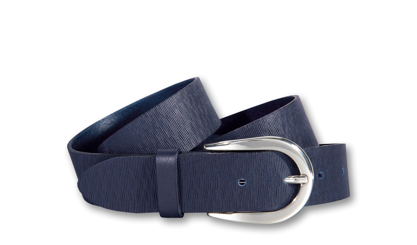 Ledergürtel SILBERGIFT "Ledergürtel mit silber-glänzender Designschließe", Damen, Gr. 100, marine, Rindsleder, Gürtel Ledergürtel