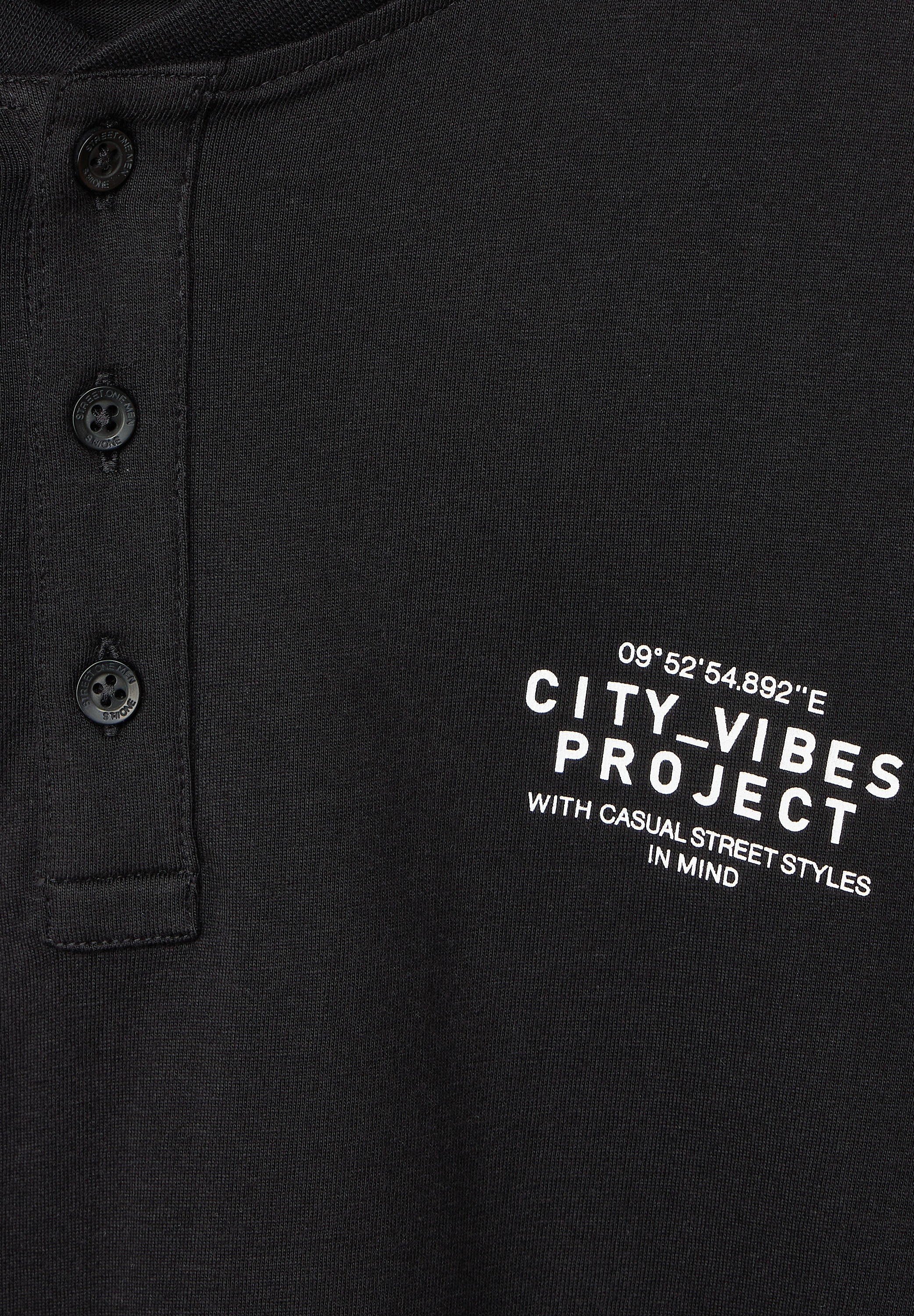 STREET ONE MEN Langarmshirt, mit Knopfleiste