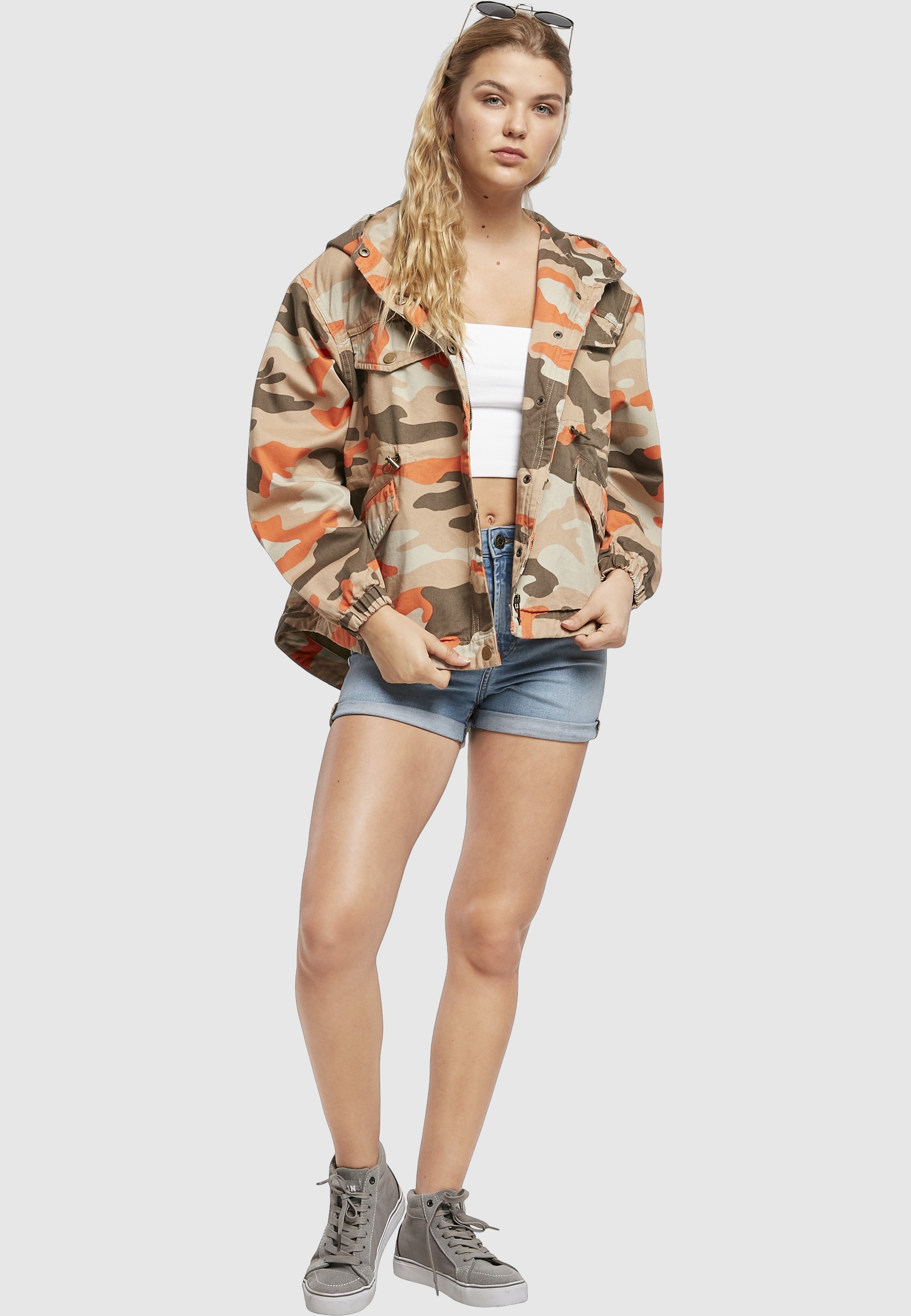 URBAN CLASSICS Allwetterjacke »Urban Classics Damen Ladies Oversized Camo Parka Jacket« 1 Stk. tlg. mit Kapuze