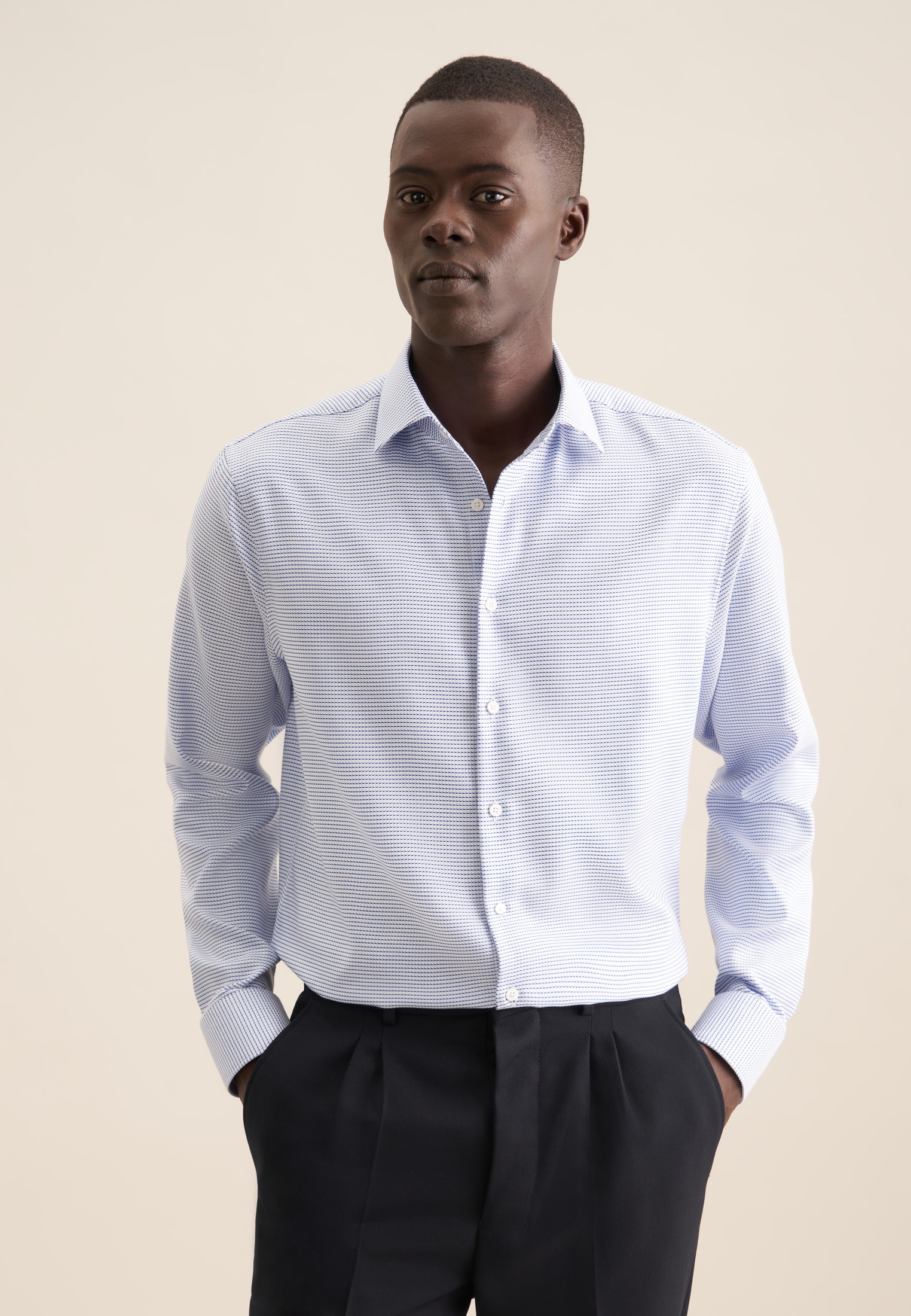 seidensticker Businesshemd "Shaped" Shaped 1/1 Kentkragen Struktur günstig online kaufen