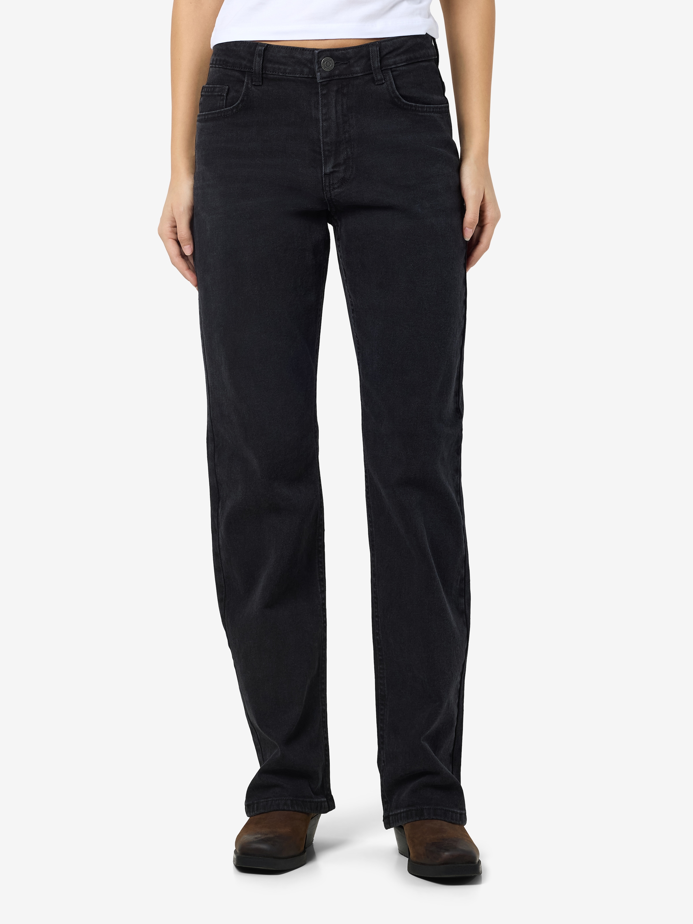 Noisy may High-waist-Jeans "NMMONICA HW STRAIGHT JEAN BLACK NOOS" günstig online kaufen