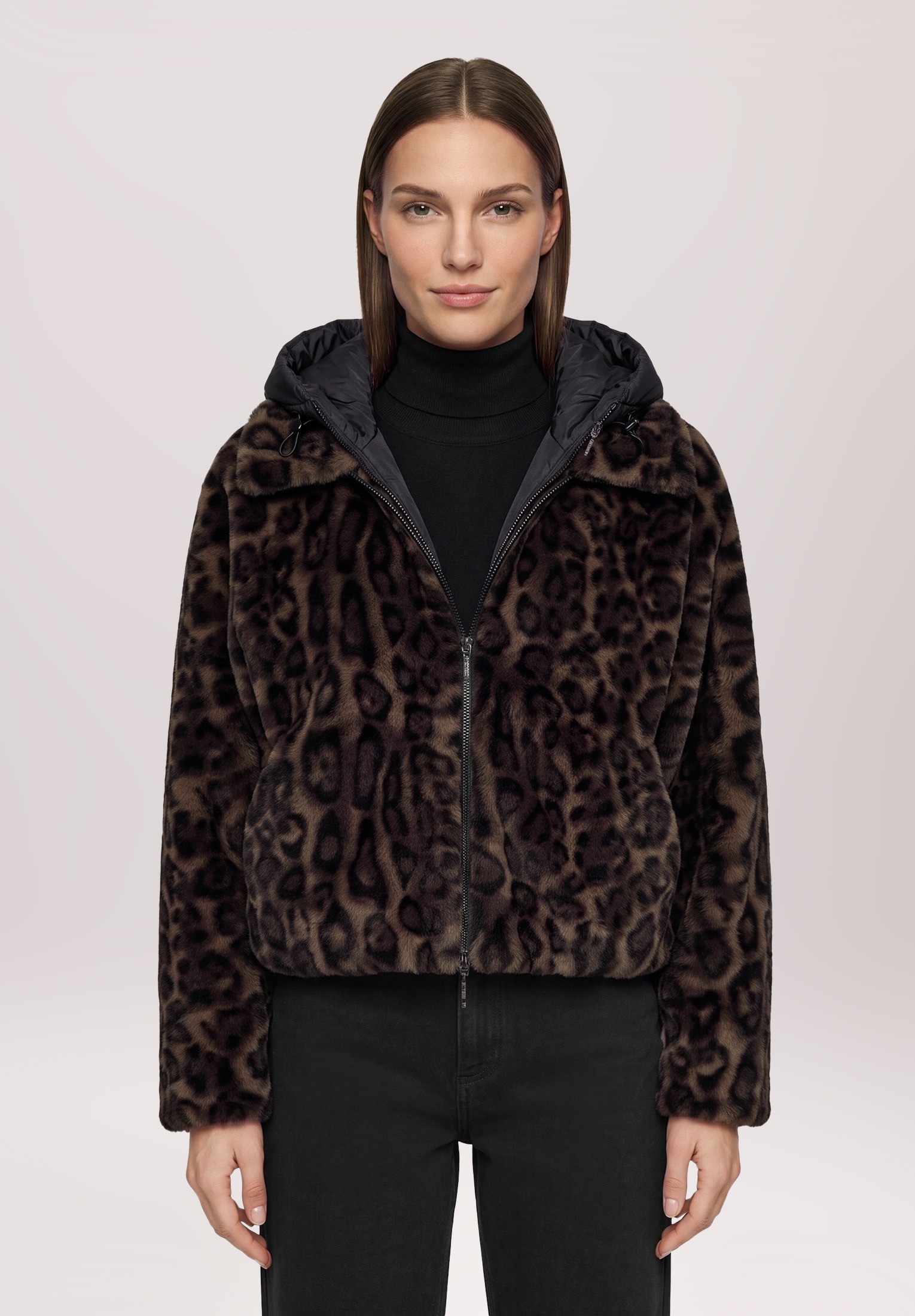 Amber & June Plüschjacke »Damen mit abnehmbarem Westenteil« mit Kapuze