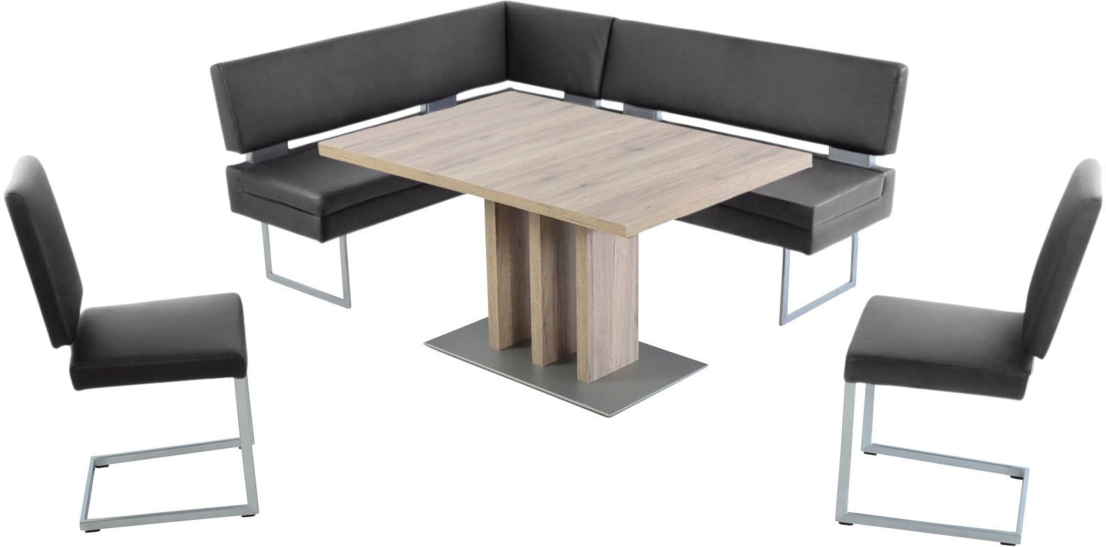 K+W Komfort & Wohnen Essgruppe, (4 tlg.), langer Schenkel links oder rechts, 2 Freischwinger, 1 Funktionstisch