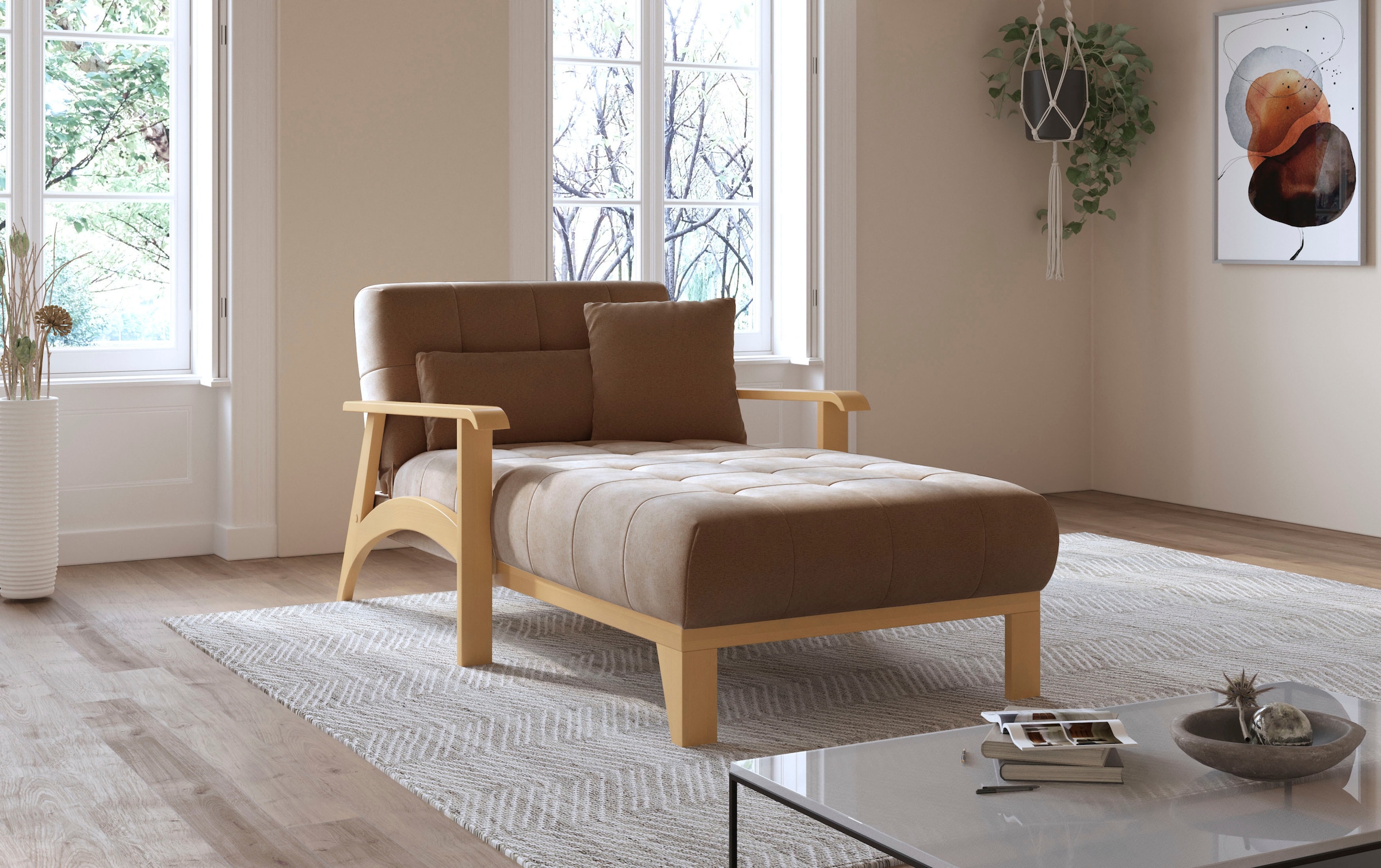 sit&more Recamiere »Billund« Armlehnen aus eichefarbigem Buchenholz, verschiedene Bezüge und Farben