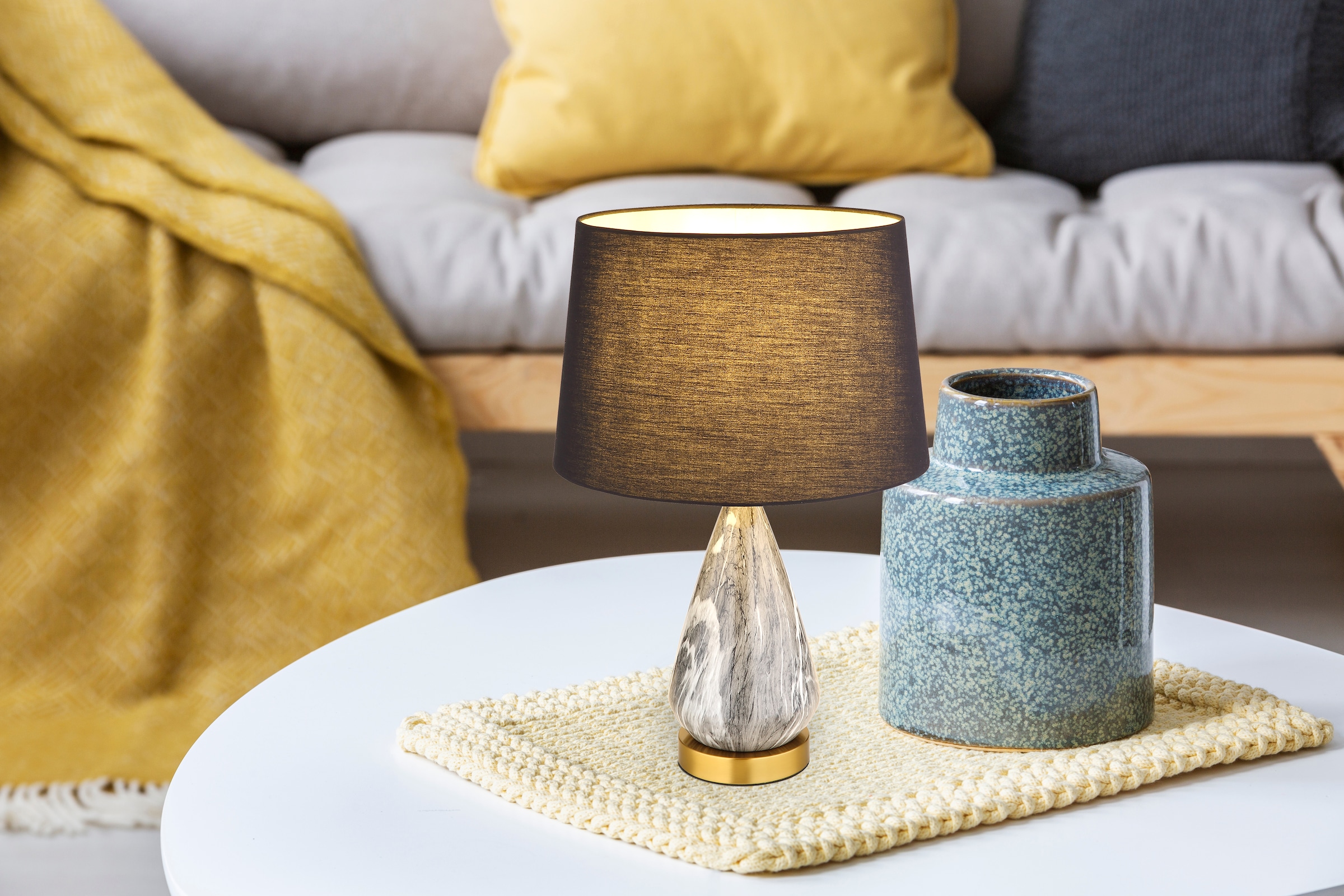 GLOBO LIGHTING Tischleuchte »KISA« E27 1 Stk. Tischlampe Nachttischlampe Deko-Tischleuchte Schlafzimmer