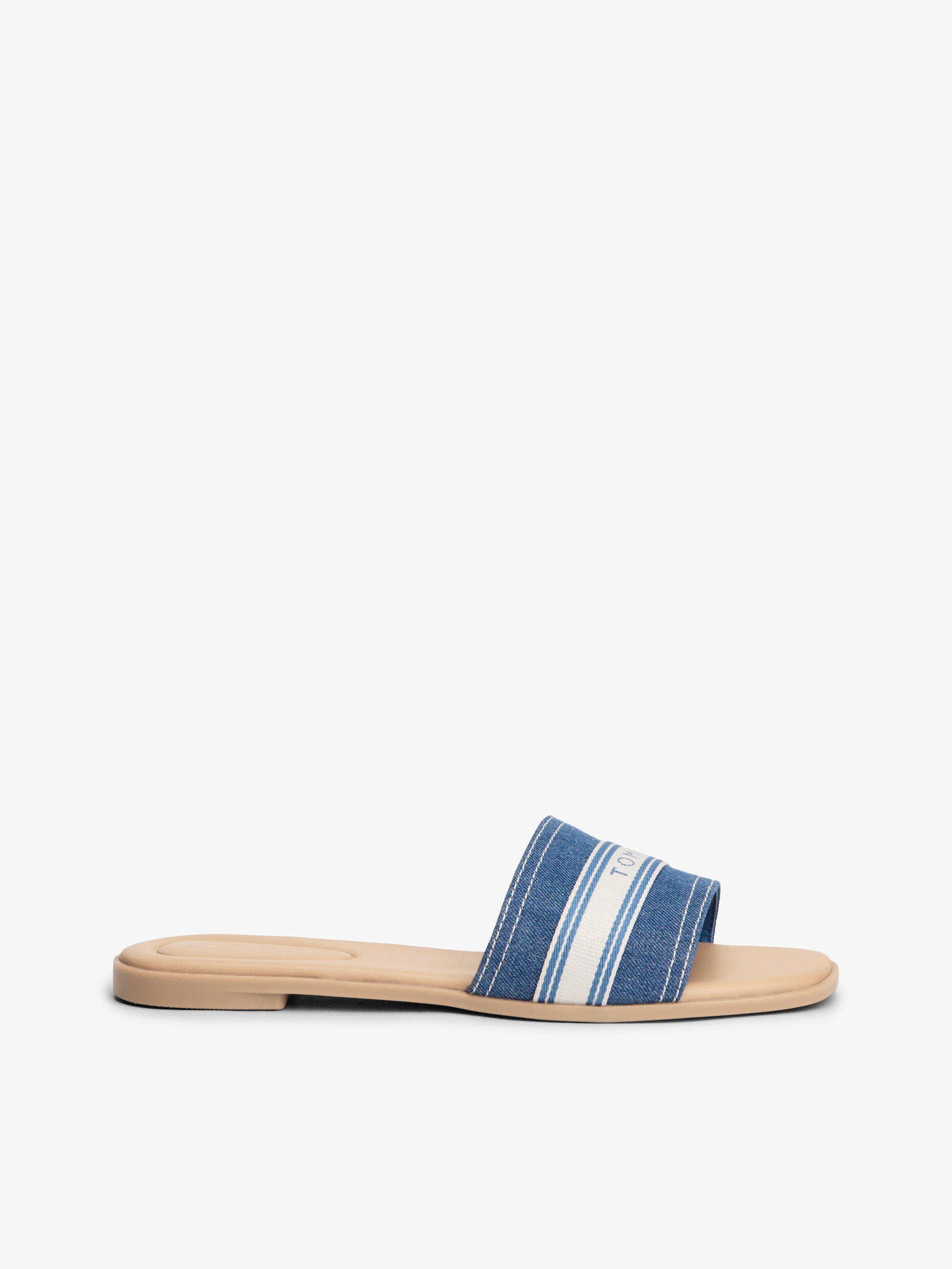 Tommy Hilfiger Pantolette »FLAT MULE WEBBING«  Sommerschuh, Flats mit modischem Kontrastbesatz