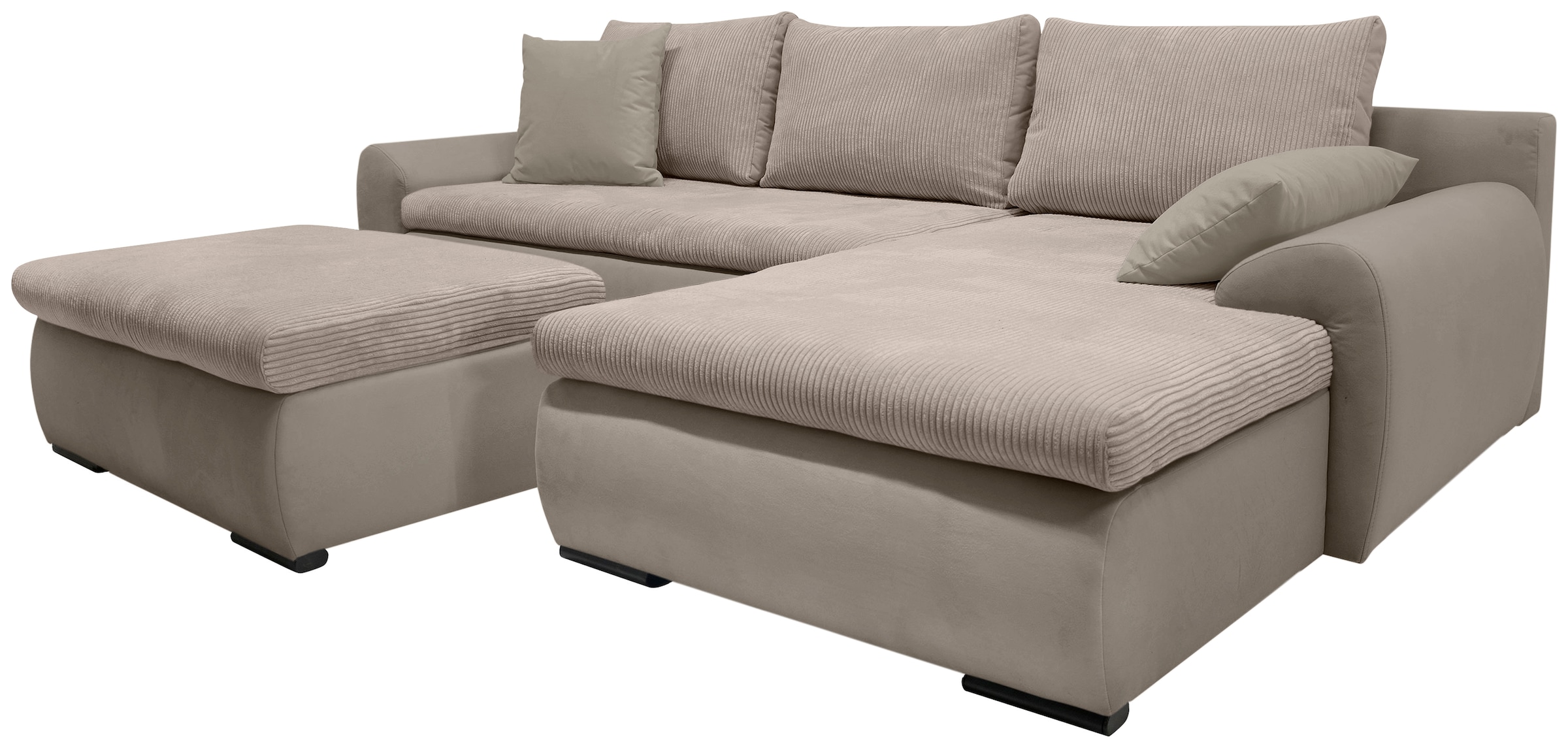 Home affaire Ecksofa »Win, L-Form, Breite 285cm«, optional mit Schlaffunktion und Bettkasten, taupe, Cord