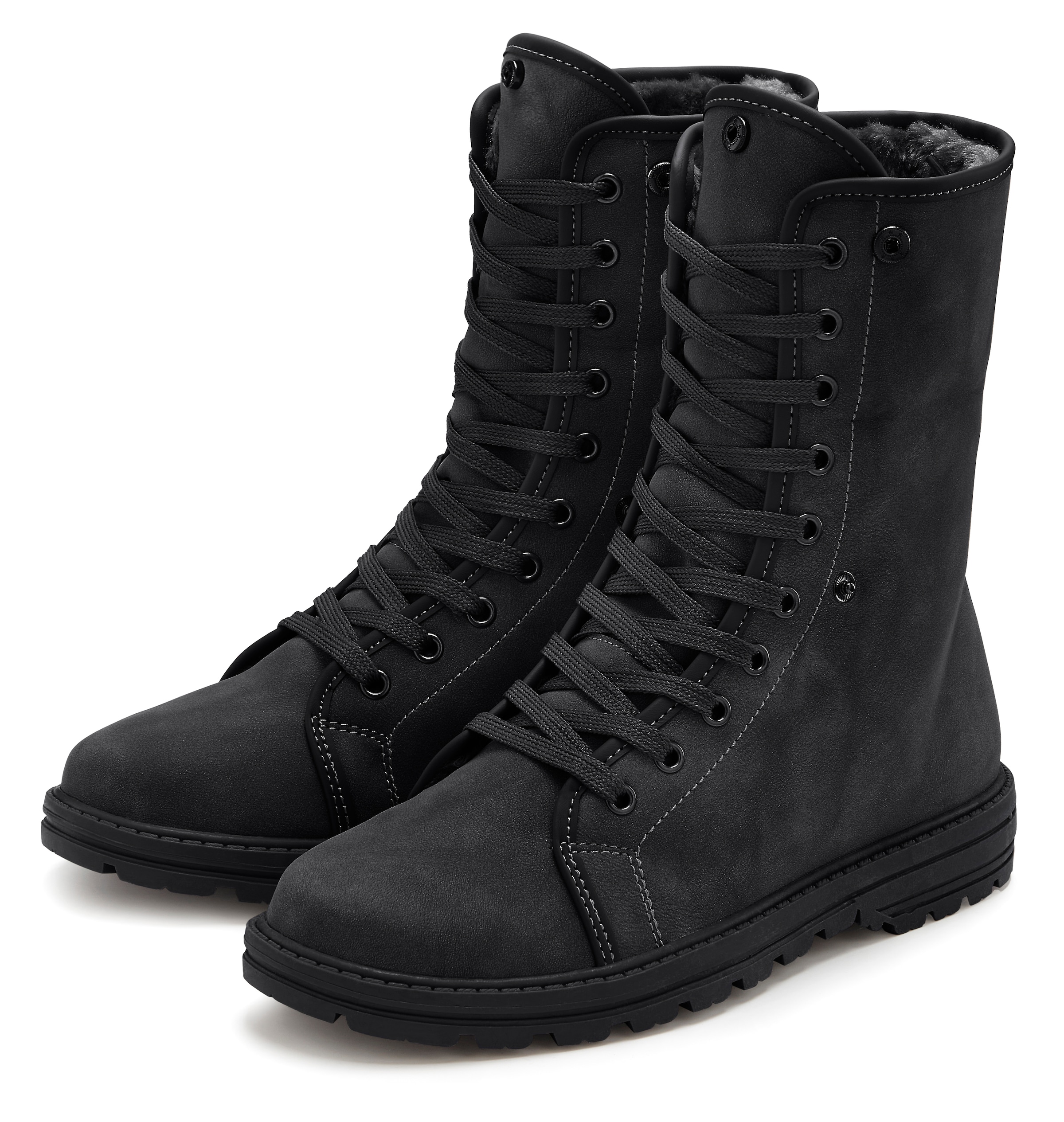 LASCANA Stiefelette "Boots," mit Fellimitat-Applikation VEGAN günstig online kaufen