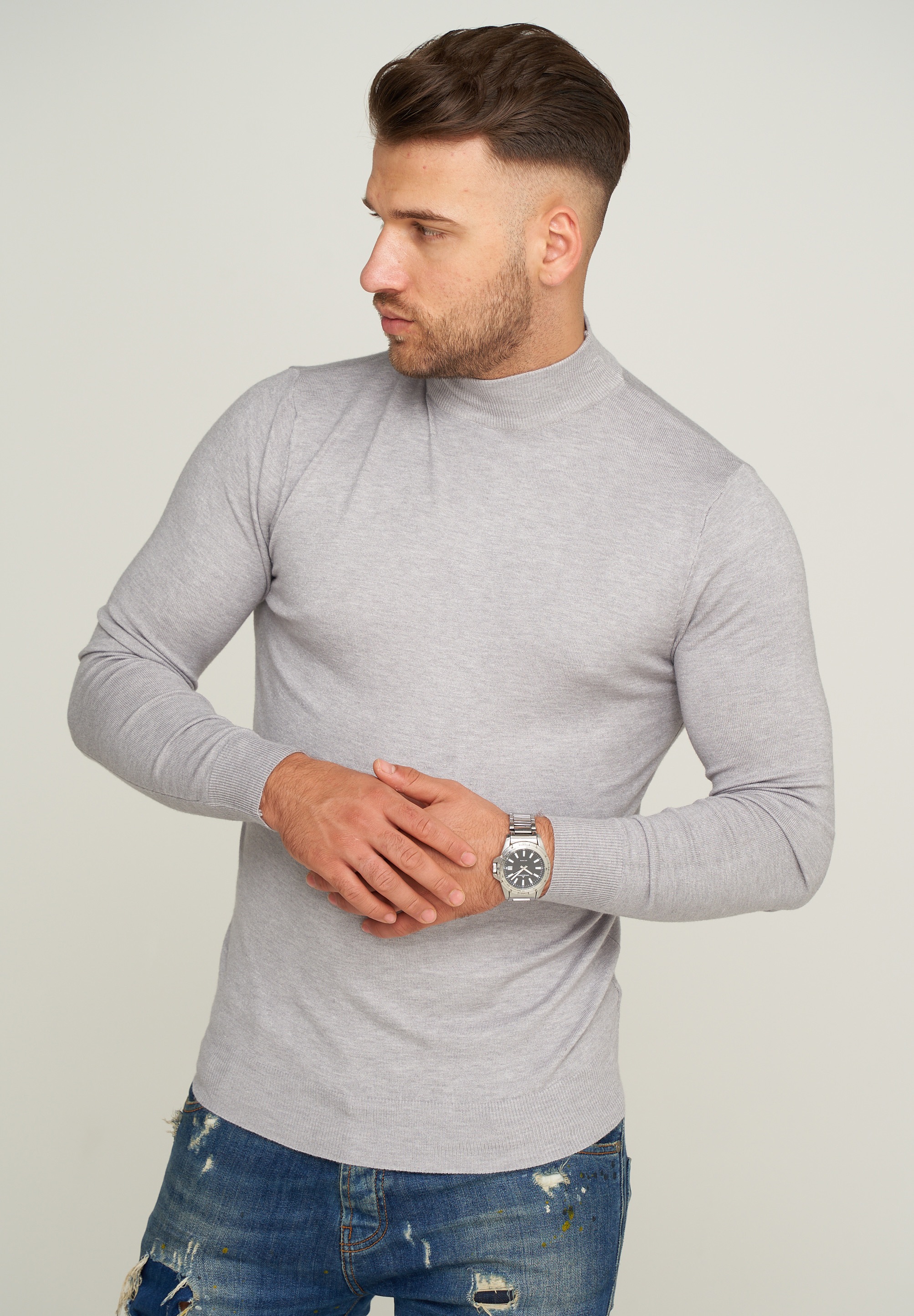 behype Strickpullover »MKBONI«, mit kurzem Stehkragen