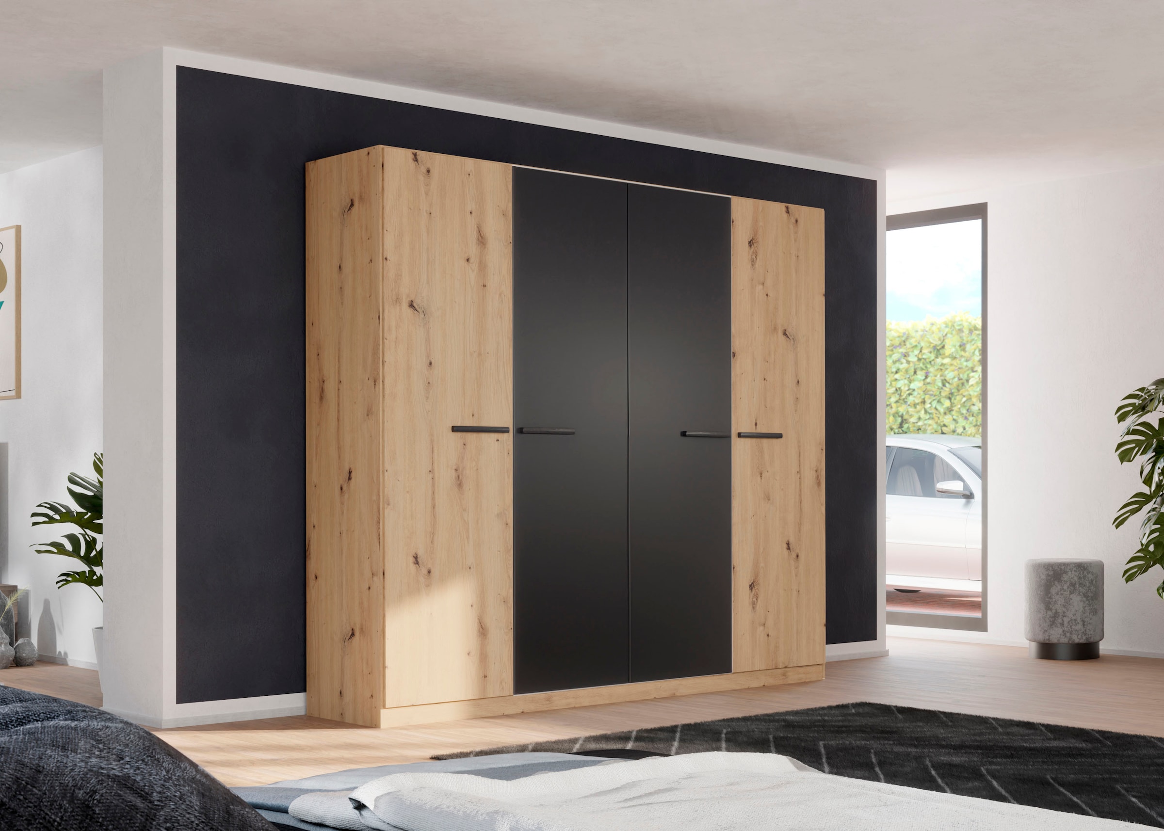rauch Drehtürenschrank »Kleiderschrank Schrank Garderobe Garderobenschrank Stauraumwunder MODI«, optional mit Spiegel MADE IN GERMANY