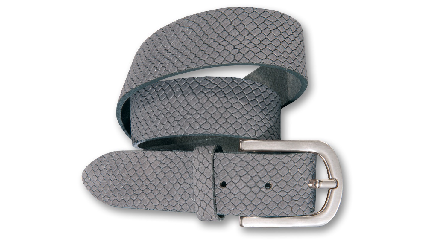 Ledergürtel SILBERGIFT "Ledergürtel mit stylischer Animal-Prägung", Damen, Gr. 100, grau, Rindsleder, Gürtel Ledergürtel