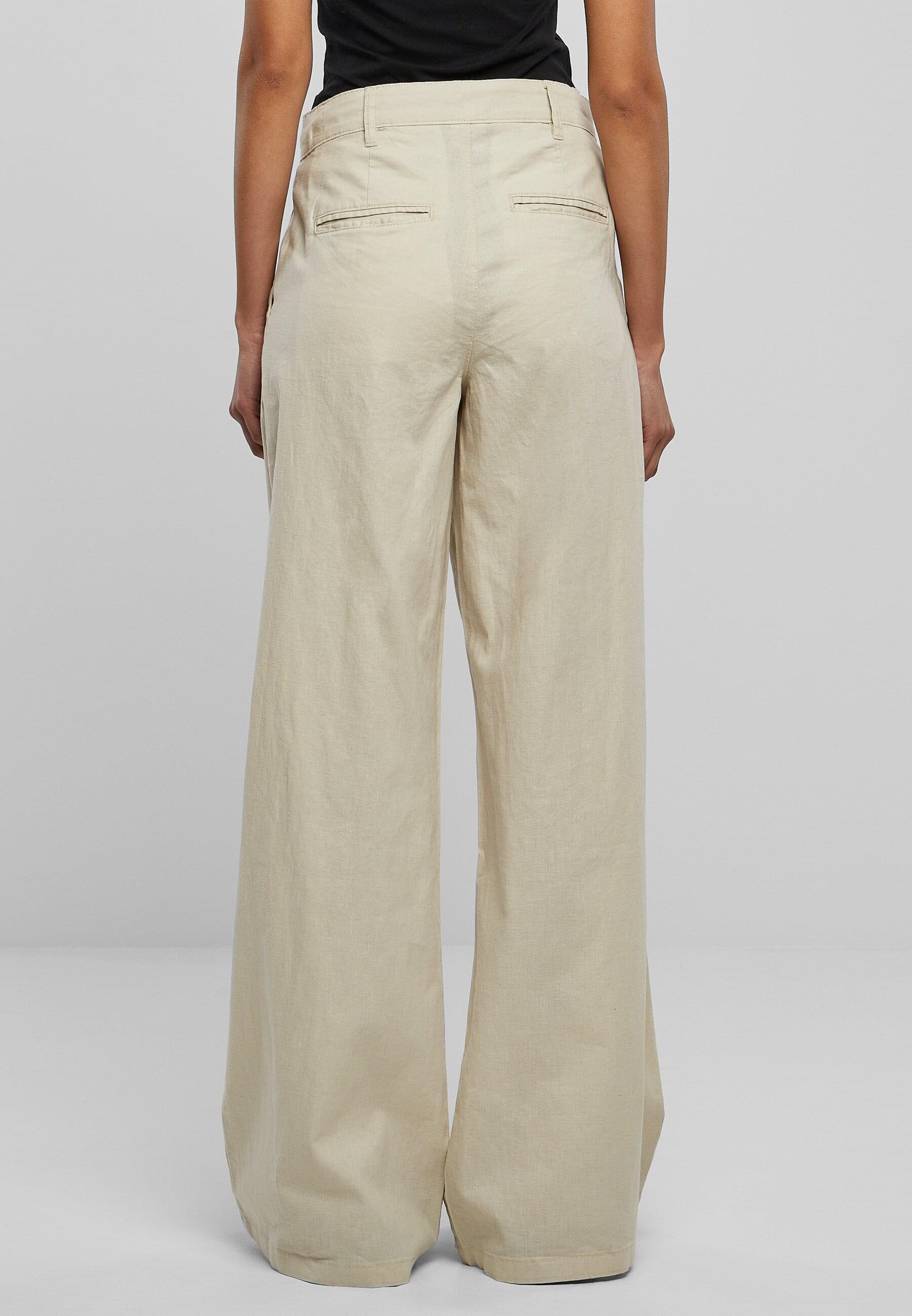 URBAN CLASSICS Stoffhose »Urban Classics Damen Ladies High Linen Mixed Wide Leg Pants«, (1 tlg.)