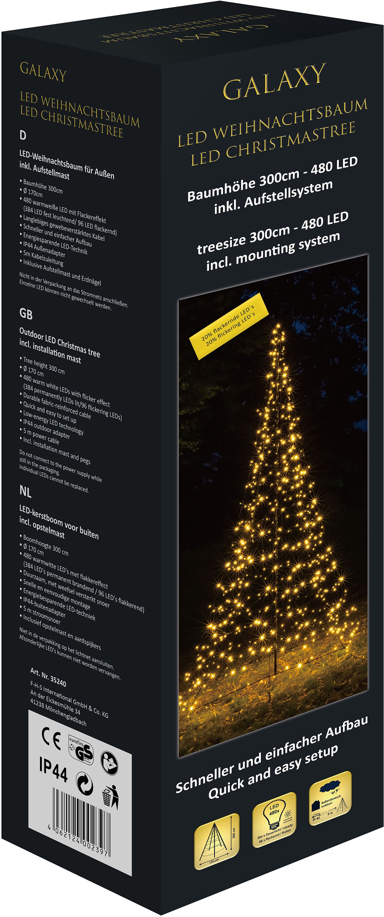 GALAXY LED Dekolicht »Weihnachtsdeko aussen«, 300 flammig-flammig, stromsparende LED