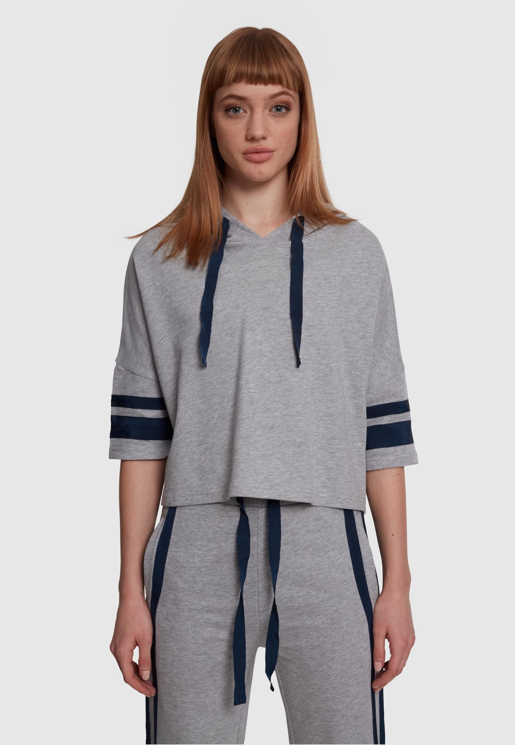 URBAN CLASSICS Rundhalspullover »Urban Classics Damen Ladies Taped Short Sleeve Hoody«