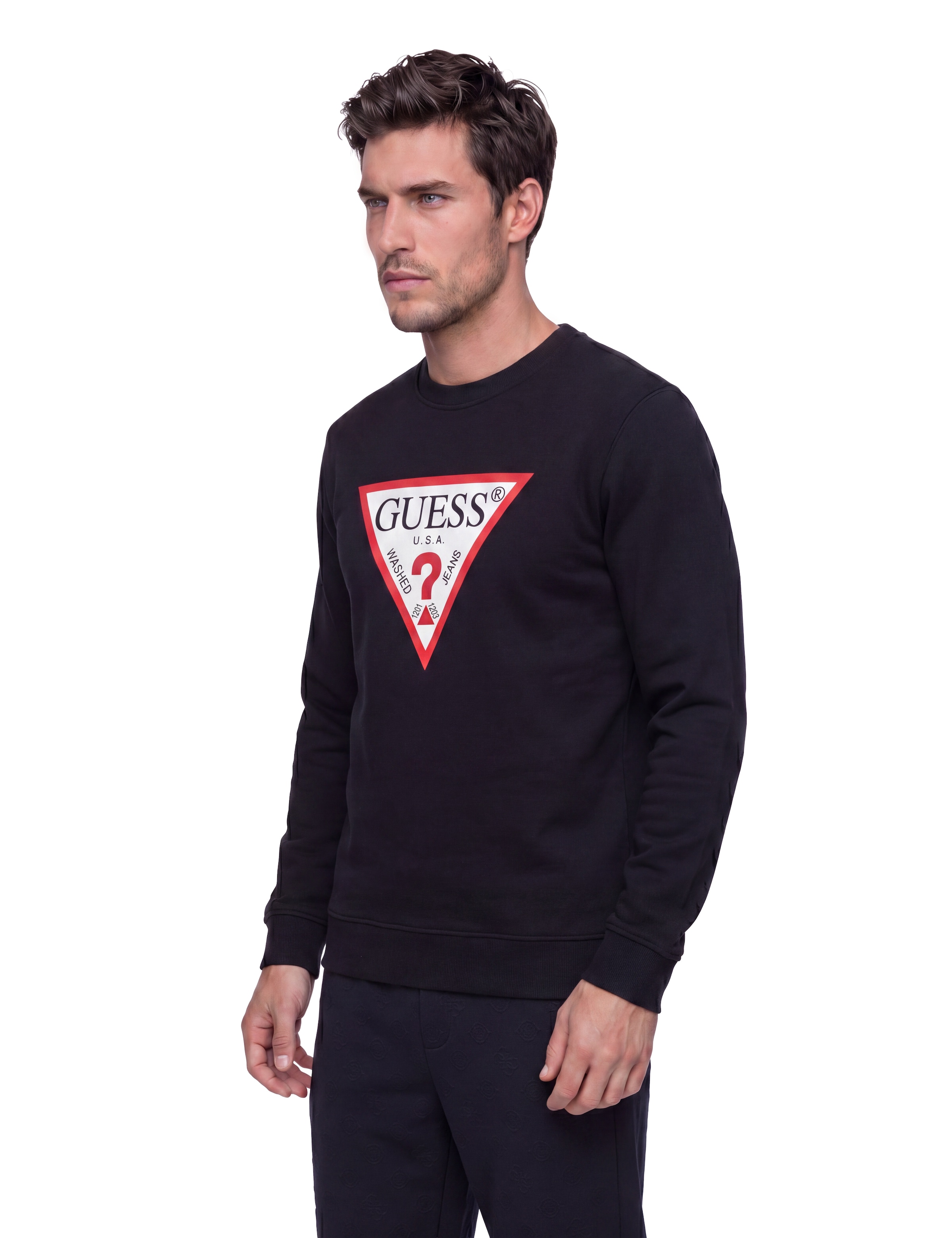 Guess Sweatshirt »RED TRIANGLE«, Rundhalsausschnitt, Regular Fit, Logodruck
