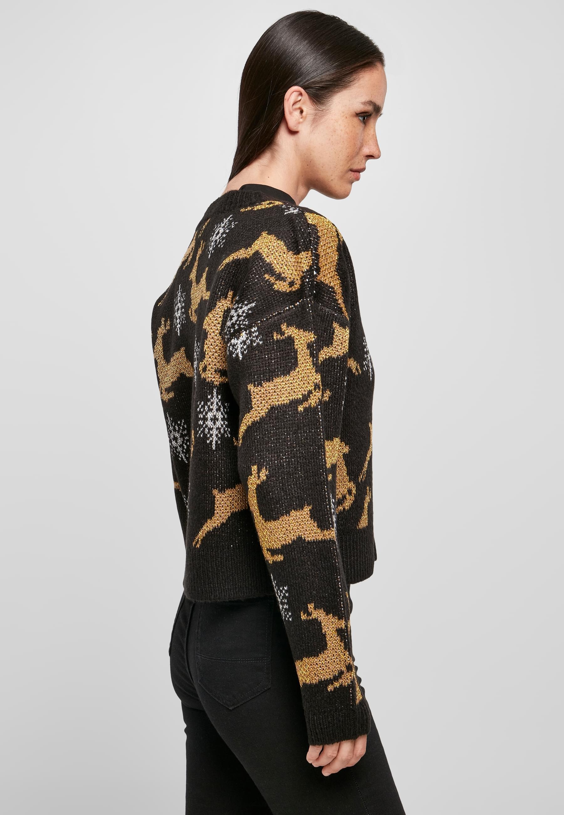 URBAN CLASSICS Cardigan »Urban Classics Damen Ladies Short Oversized Christmas Cardigan«