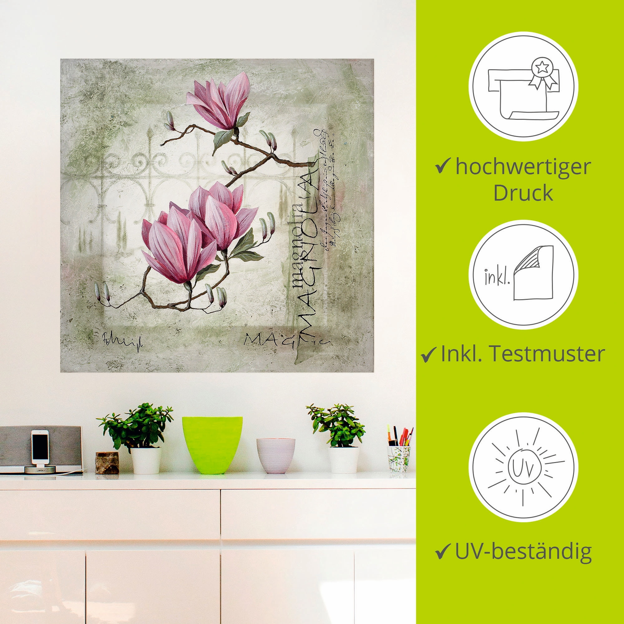 Artland Wandbild »Pinke Magnolie«, Blumen, (1 St.), als Leinwandbild, Poster, Wandaufkleber in verschied. Größen