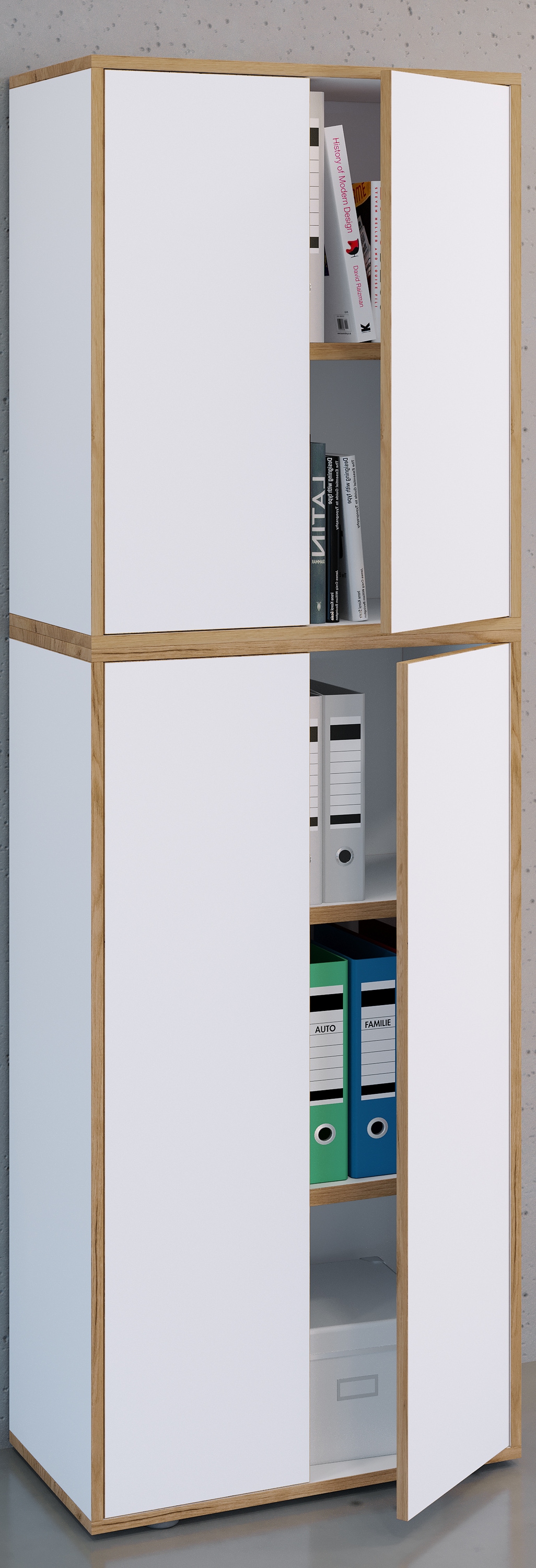 VCM Aktenschrank »VCM Holz Büroschrank Ordner Aktenschrank Büromöbel Schrank Salia 5-fach Breite 60 cm Drehtüren«, (1 St.)