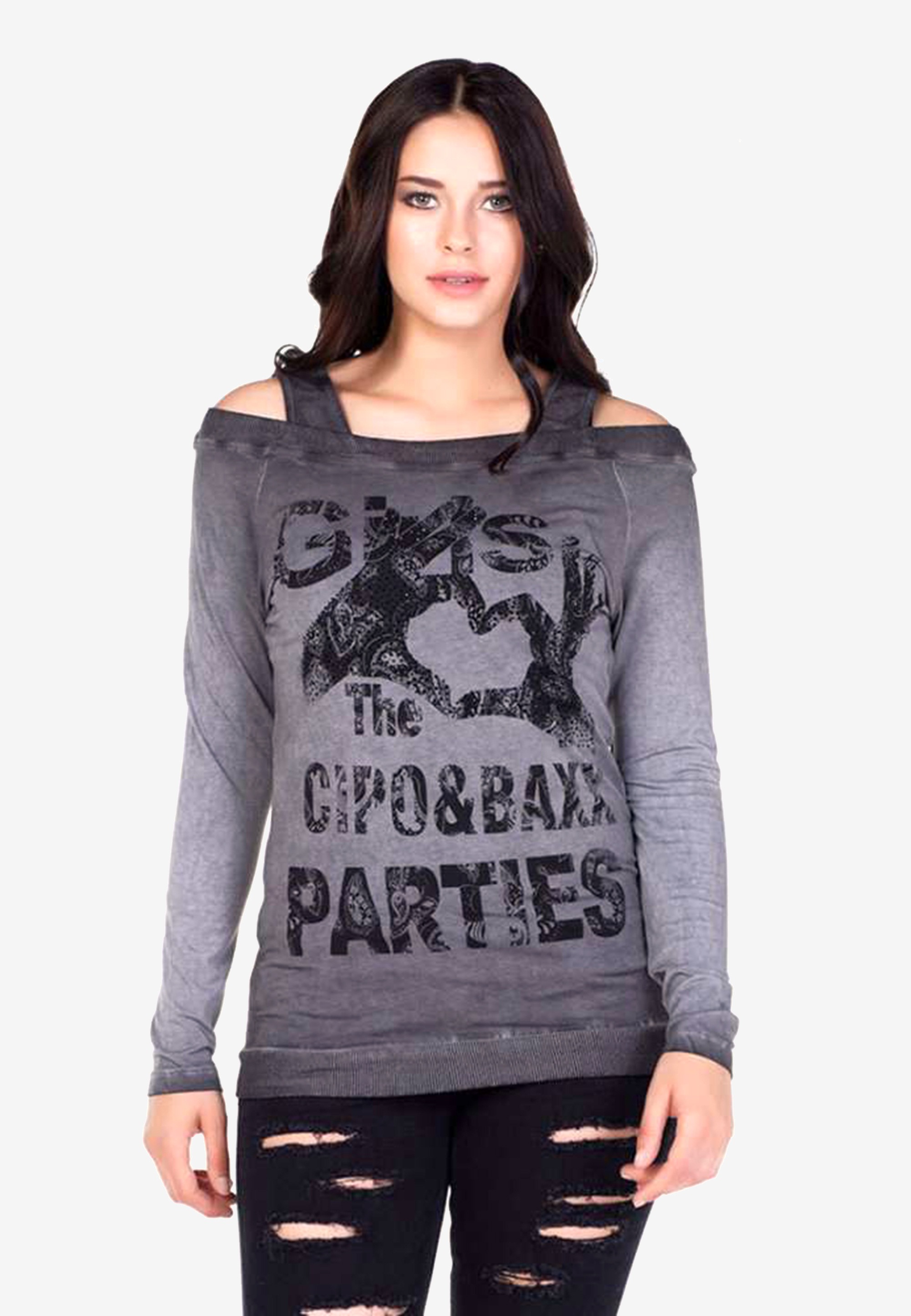 Sweatshirt, mit großflächigen Printdetails