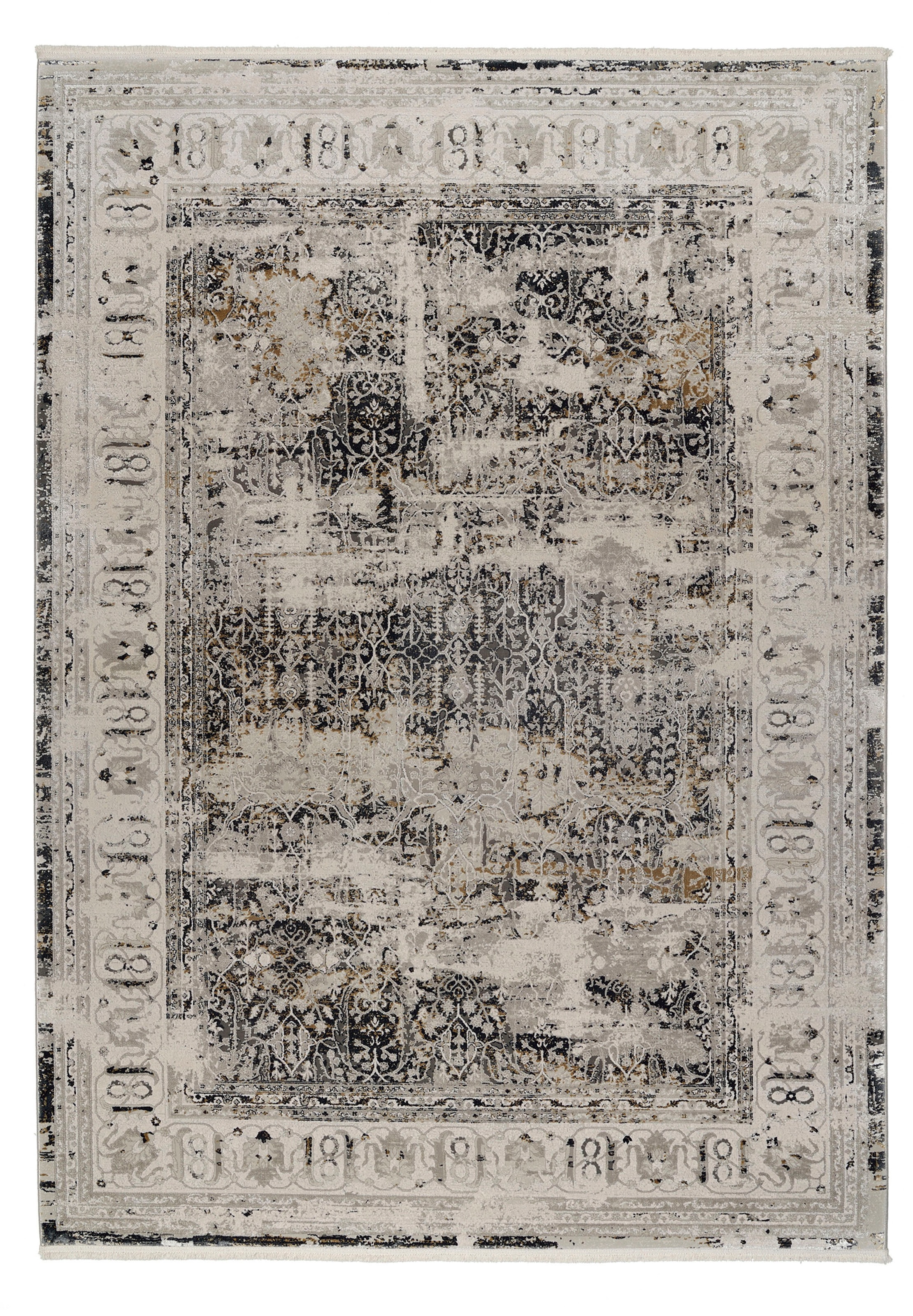 Teppich MUSTERRING "COLORADO CLASSIC", beige (beige, grau), B:80cm H:5mm L:150cm, Polyacryl, Viskose, Teppiche, Teppich, exclusive MUSTERRING DELUXE COLLECTION hochwertig gekettelt Fransen 2