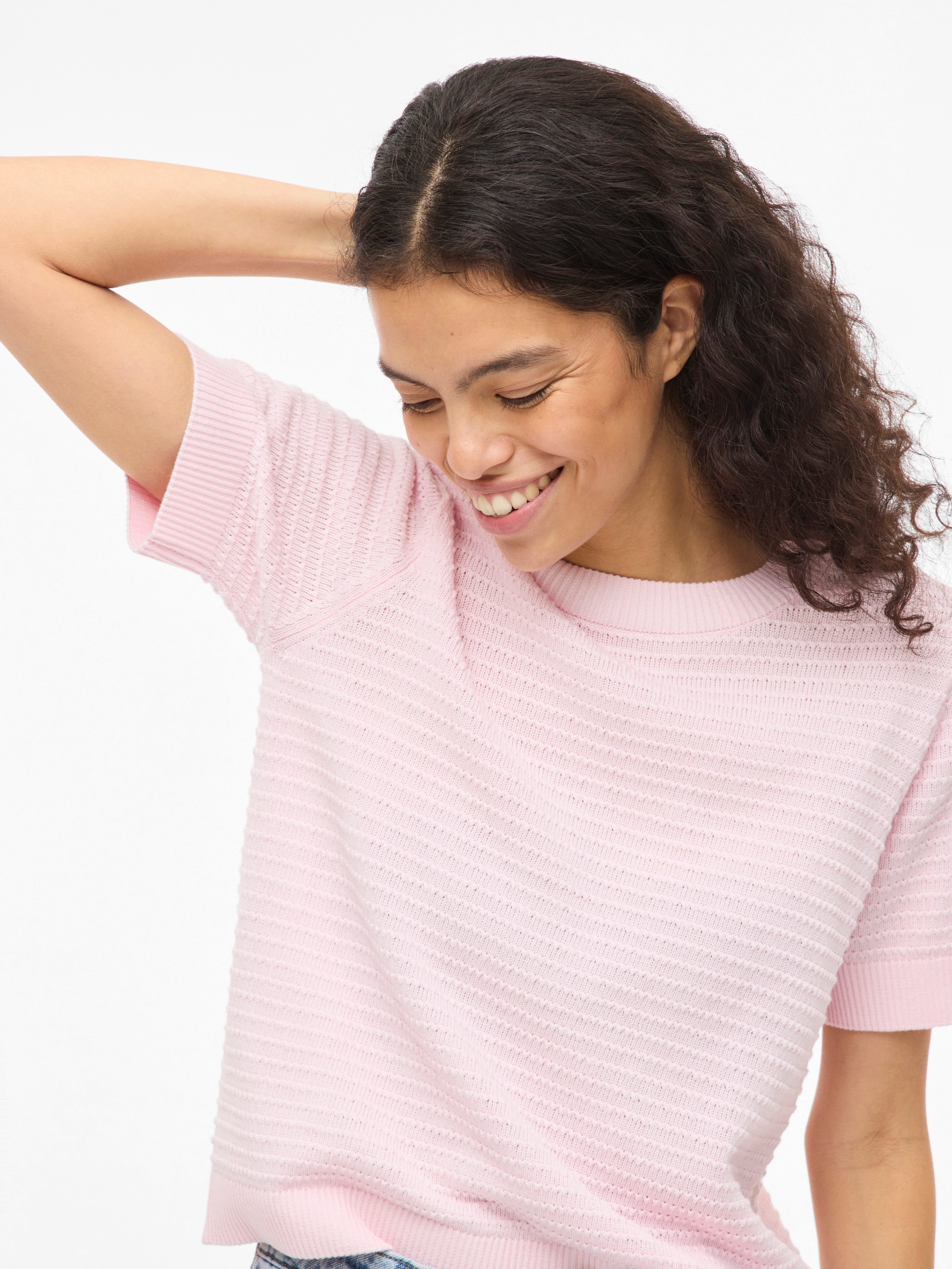 Vila Pull à Manches Courtes Lollo O-neck Detail Knit Cherry Blossom M Femme 4
