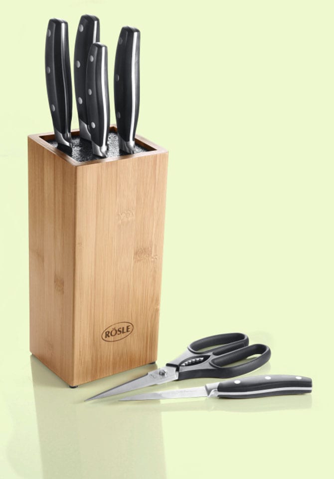 RÖSLE Messerblock »Cuisine«, 7 tlg., aus Bambusholz mit 5 Messern und  Küchenschere, Klingenspezialstahl | BAUR | Messersets