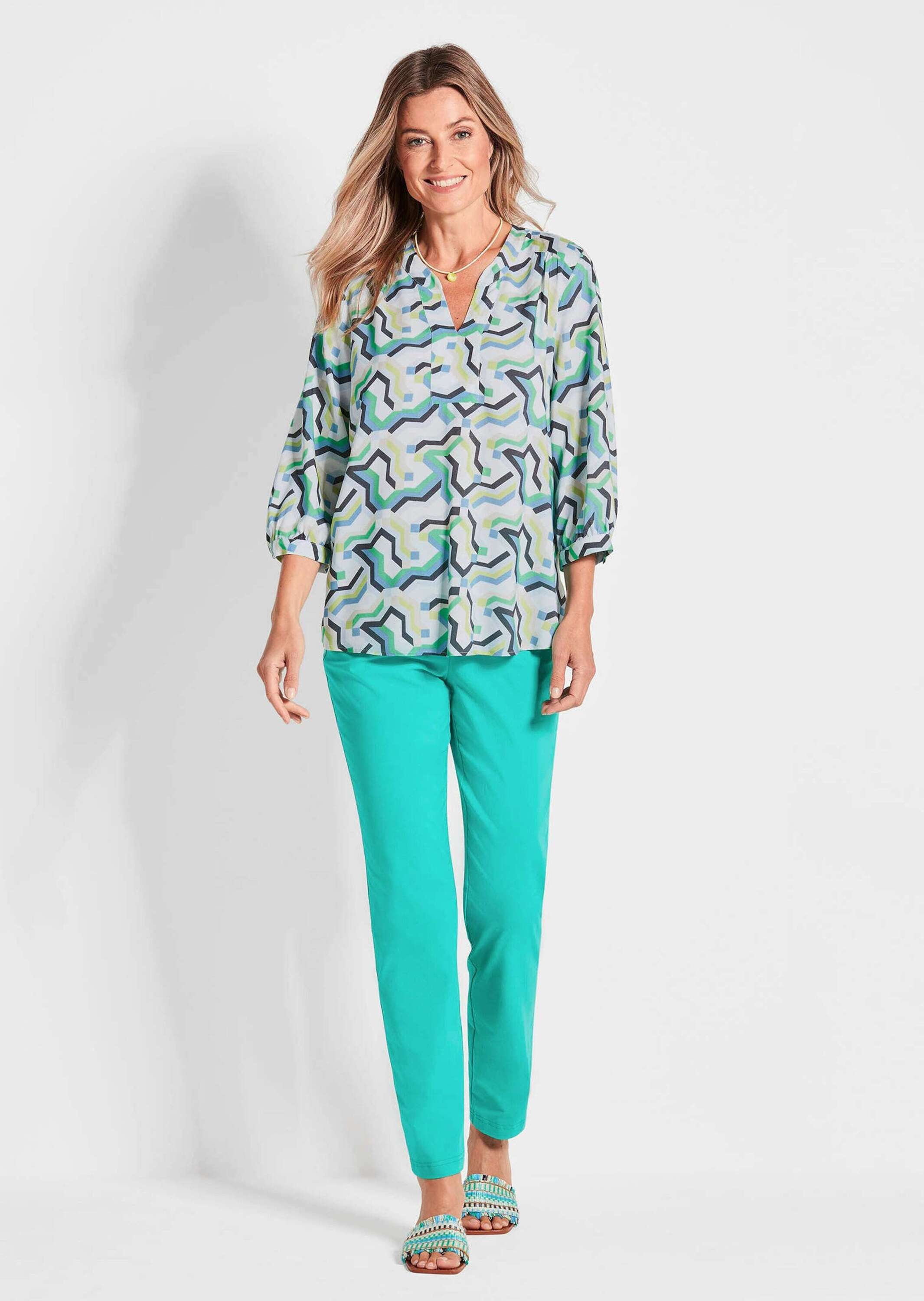 GOLDNER Tunika "Kurzgröße Mit Allover-Print, Tunikaform, 3/4-Arm" keine/nic günstig online kaufen