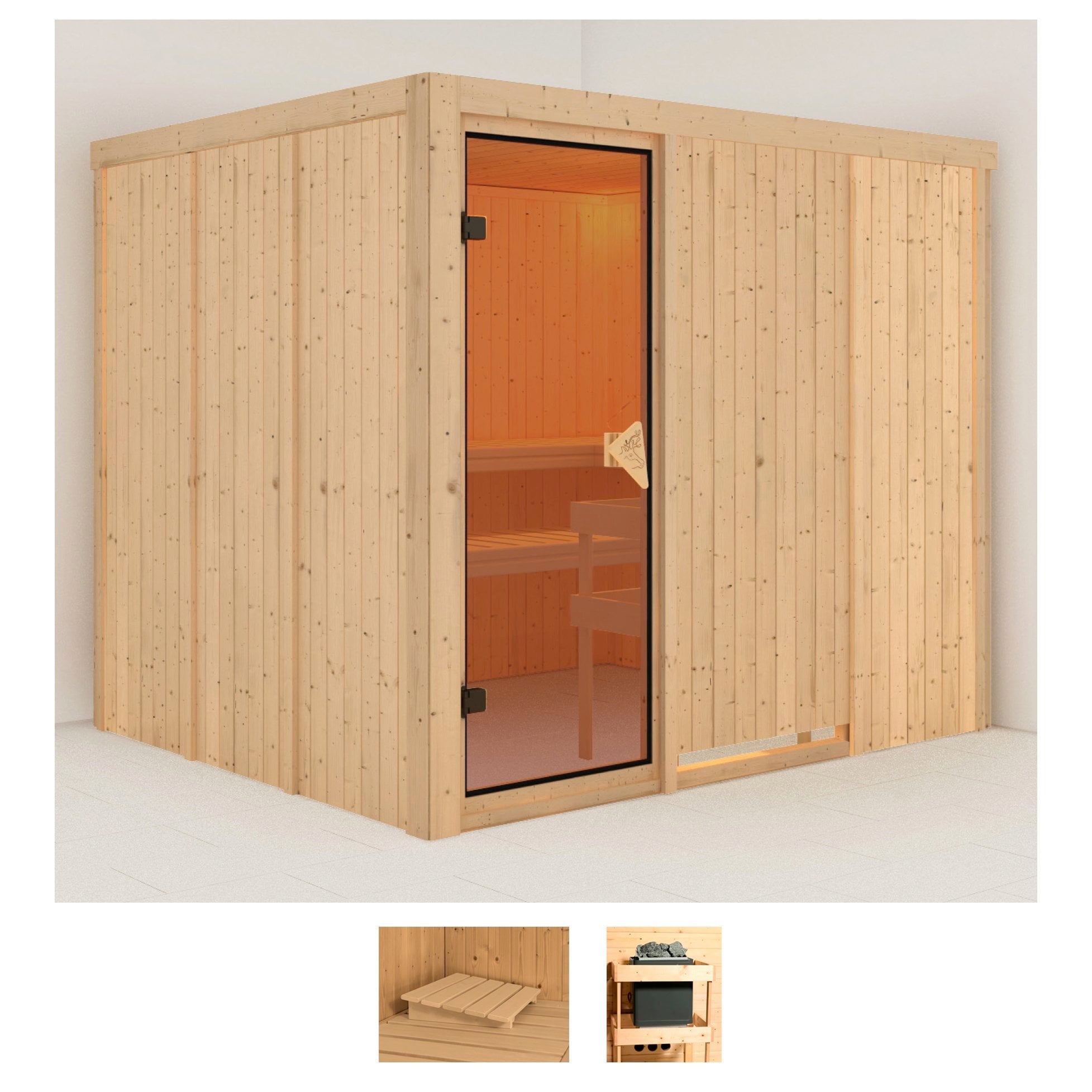 KARIBU Sauna "Gitte", ohne Ofen, (ohne Ofen), beige, Saunen, ohne Ofen