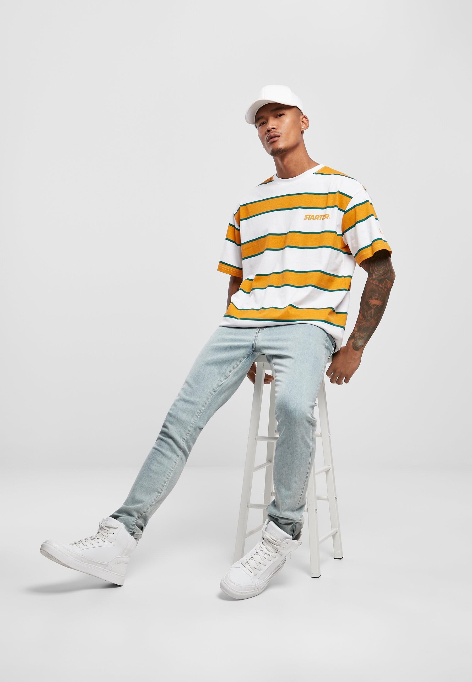 Starter Black Label T-Shirt »Starter Black Label Herren Starter Logo Striped Tee«, (1 tlg.)