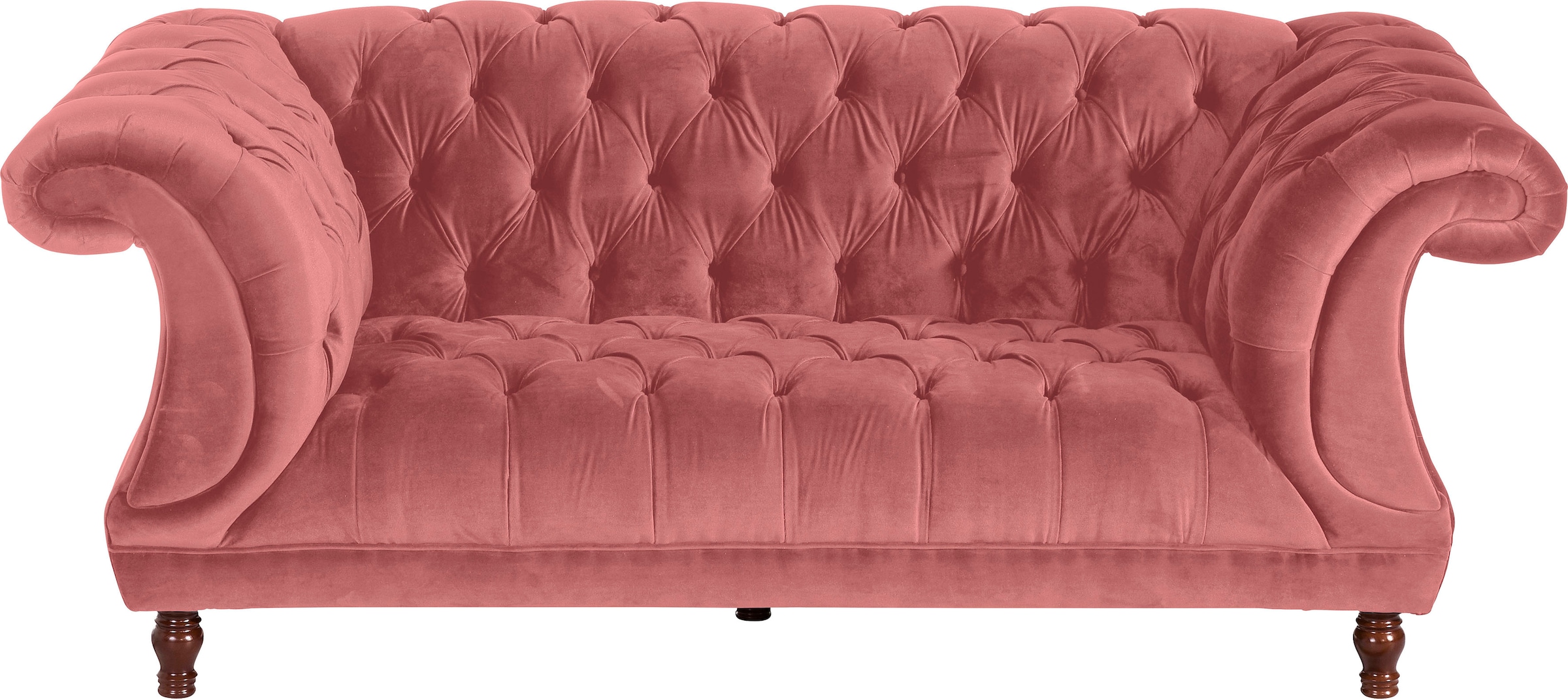 Max Winzer Chesterfield-Sofa "Isabelle", Knopfheftung & gedrechselten Füßen in Buche Nussbaum, Breite 200 cm