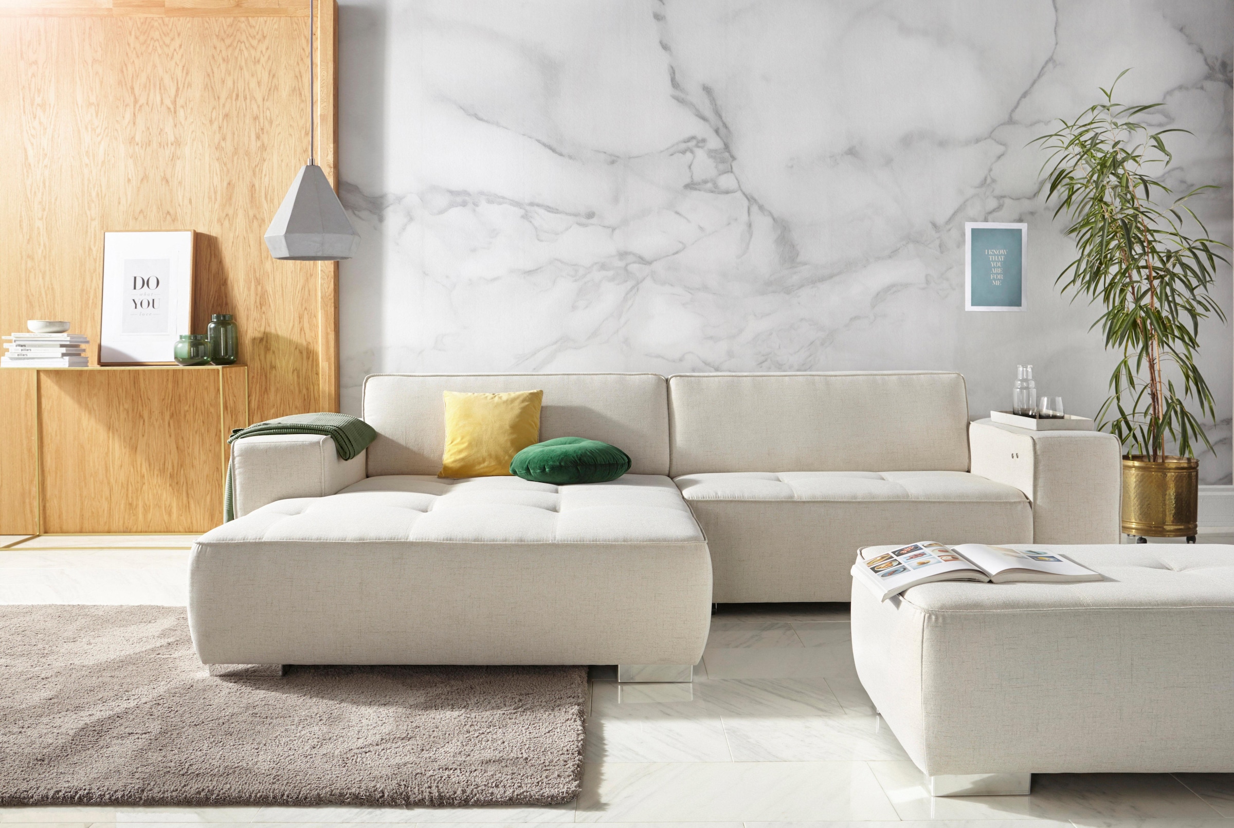 INOSIGN Ecksofa "Sapporo L-Form" wahlweise Bettfunktion oder Sitztiefenvers günstig online kaufen