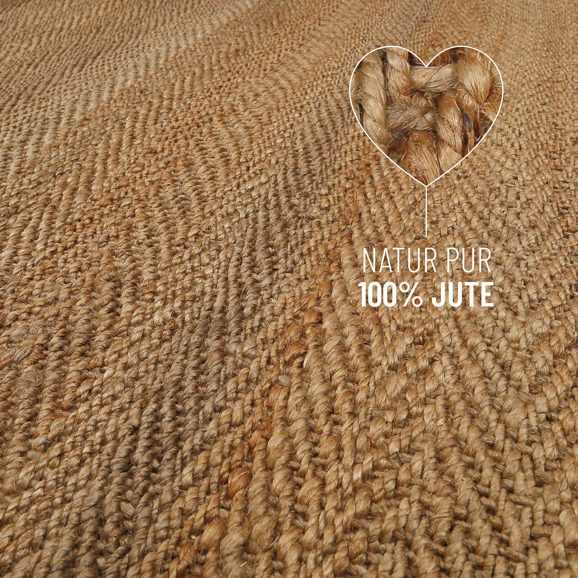 Green Looop Teppich »Dhurry«, rechteckig, 12 mm Höhe, handgewebt, robust, strapazierfähig, Jute, Natur, Wohnzimmer