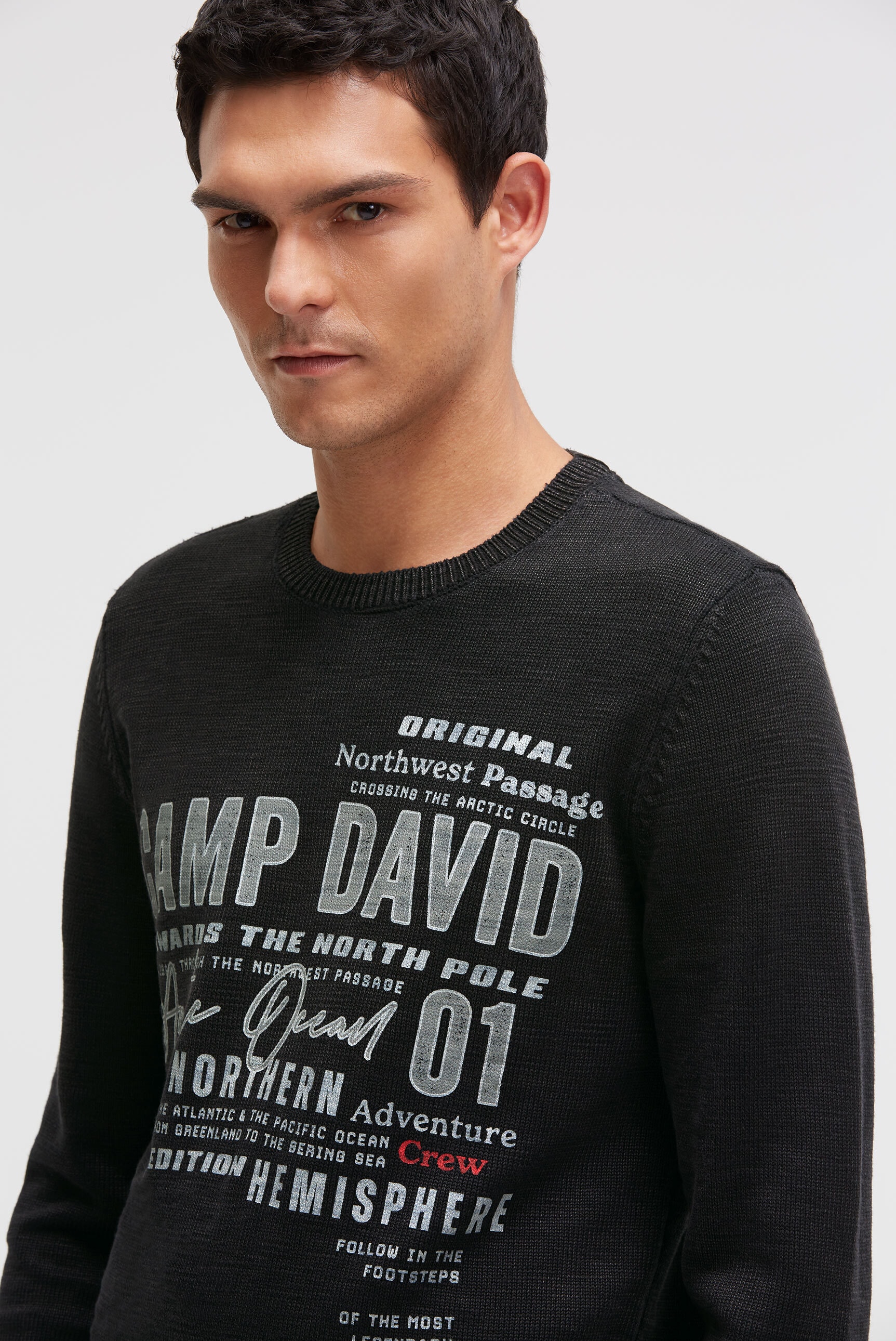 CAMP DAVID Rundhalspullover aus Baumwolle