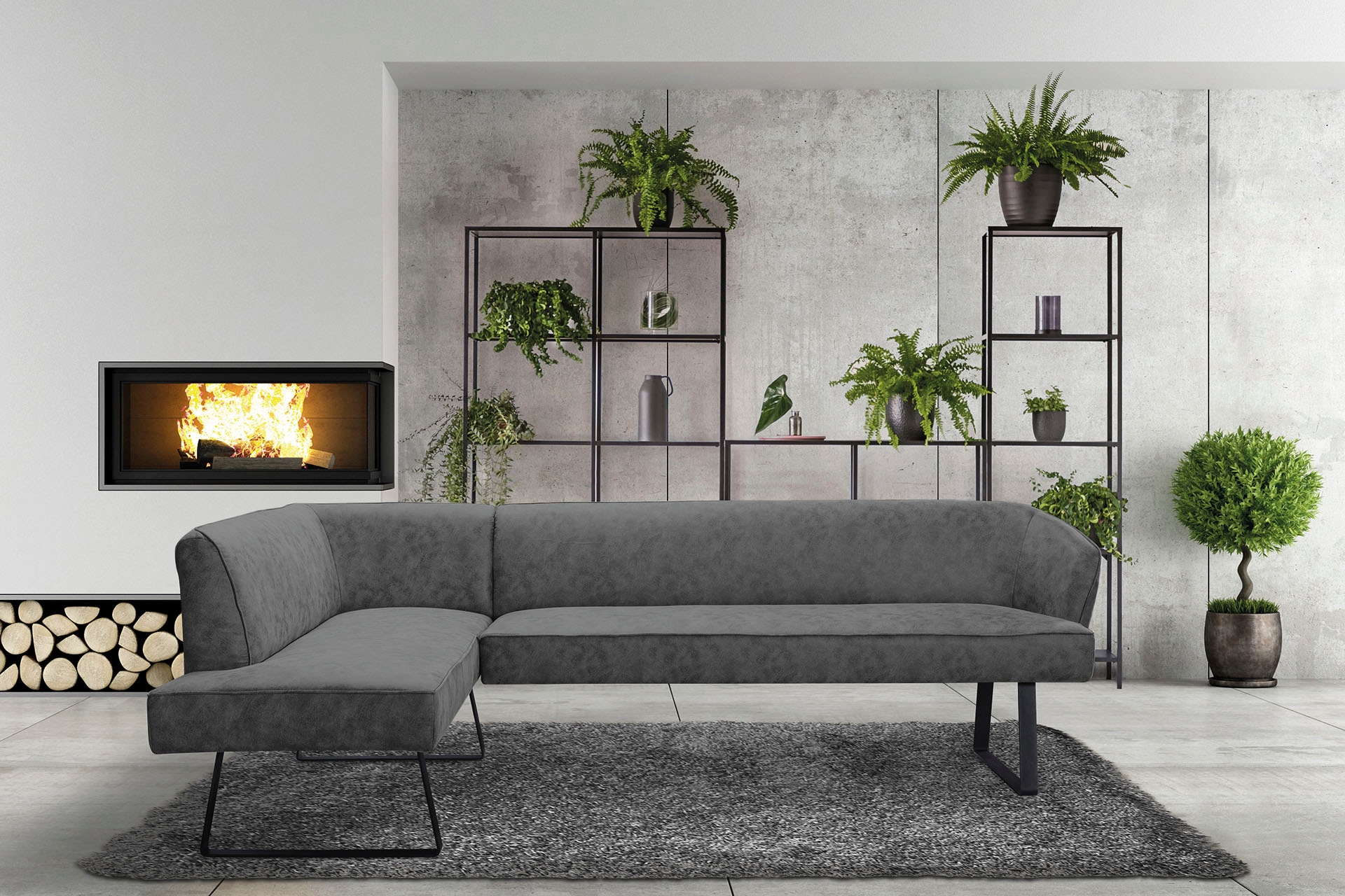 exxpo - sofa fashion Eckbank »Americano«, mit Keder und Metallfüßen, Bezug in verschiedenen Qualitäten