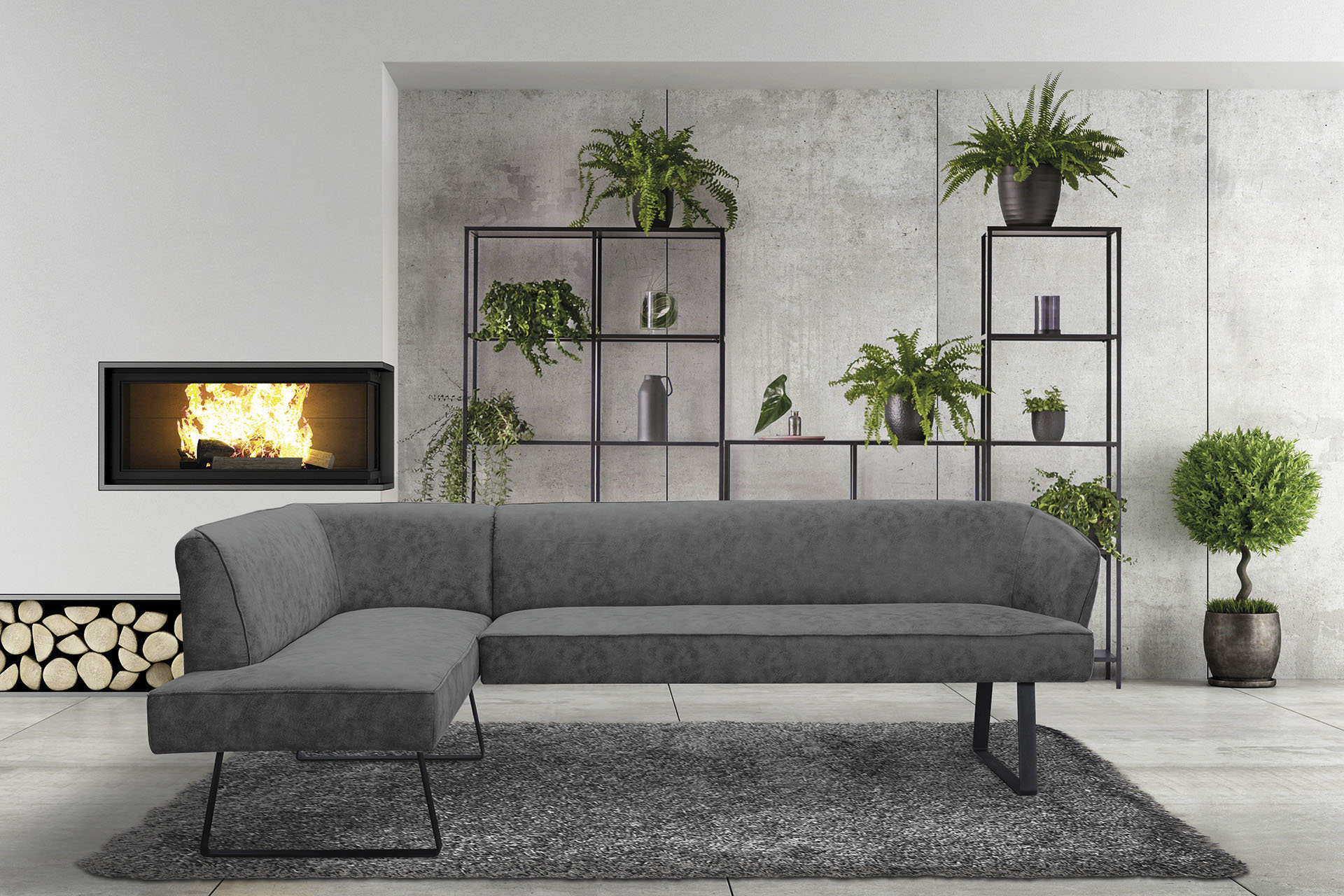 exxpo - sofa fashion Eckbank "Americano" mit Keder und Metallfüßen, Bezug in verschiedenen Qualitäten