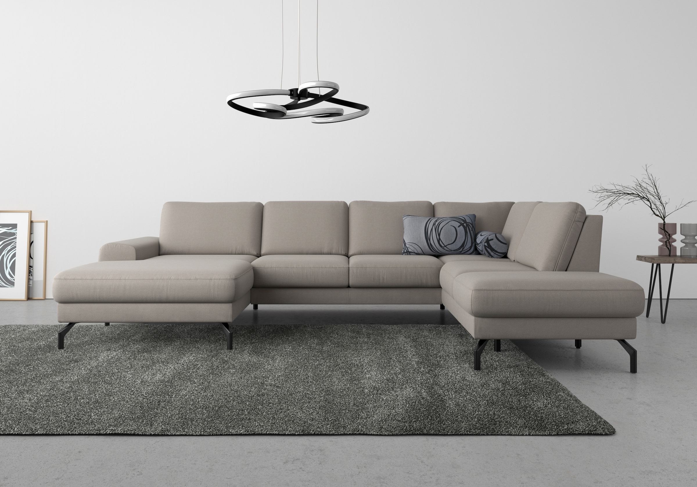 sit&more Wohnlandschaft »Cinturo U-Form«, inklusive Sitztiefenverstellung und Federkern, Sitzhöhe 48 cm