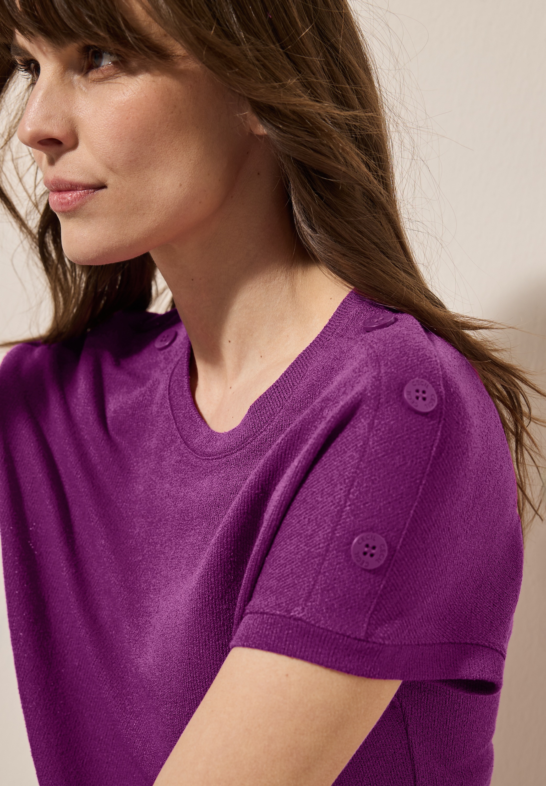 Thumbnail - Cecil T-Shirt, in Struktur-Optik und mit Knopf-Details