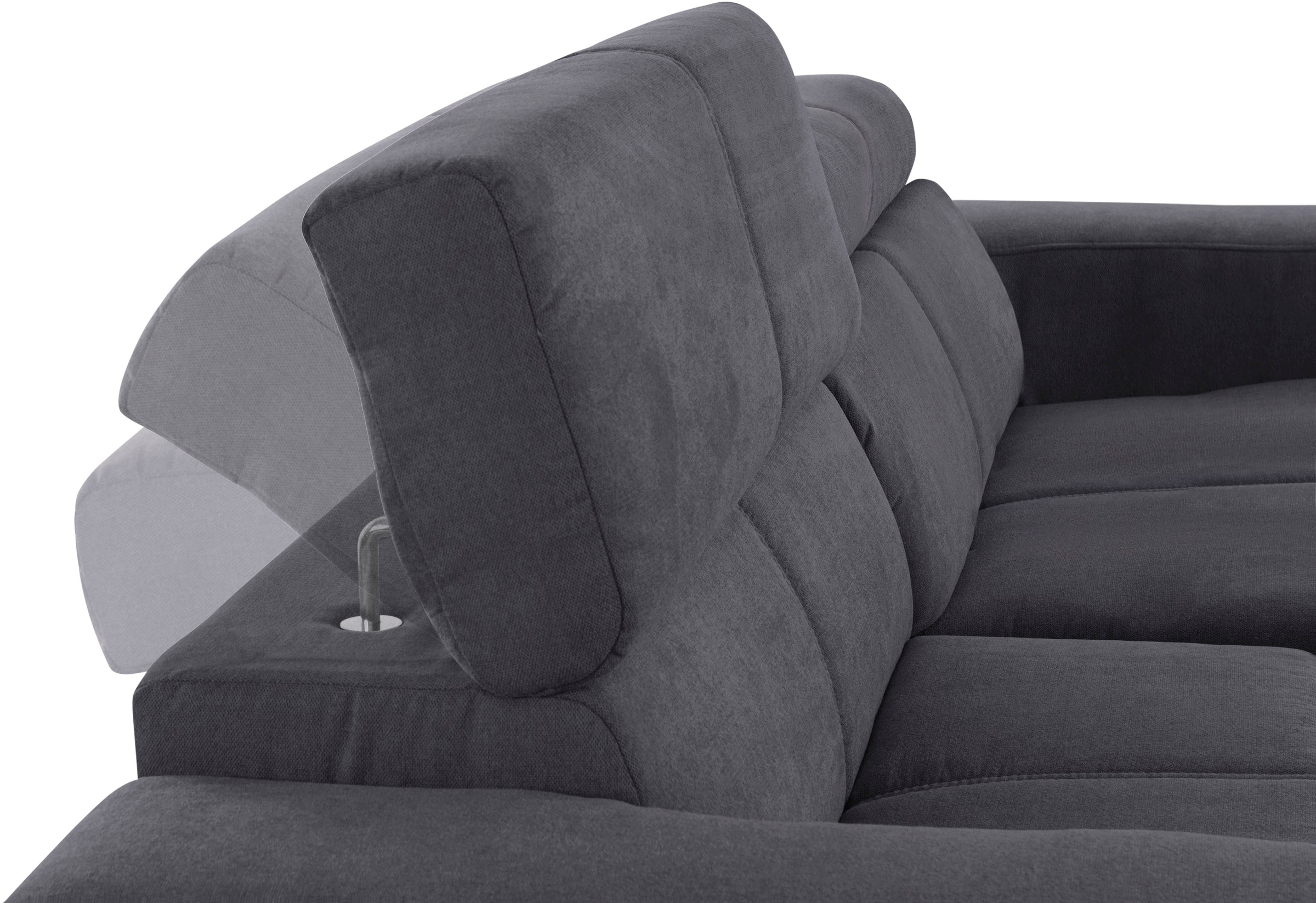 DOMO collection Ecksofa »Brandon Sitzbelastung 140 kg, kleine Ausführung B/T/H: 214/100/80 cm«, Mit Kopfteilverstellung, auch in Leder und Cord, L-Form
