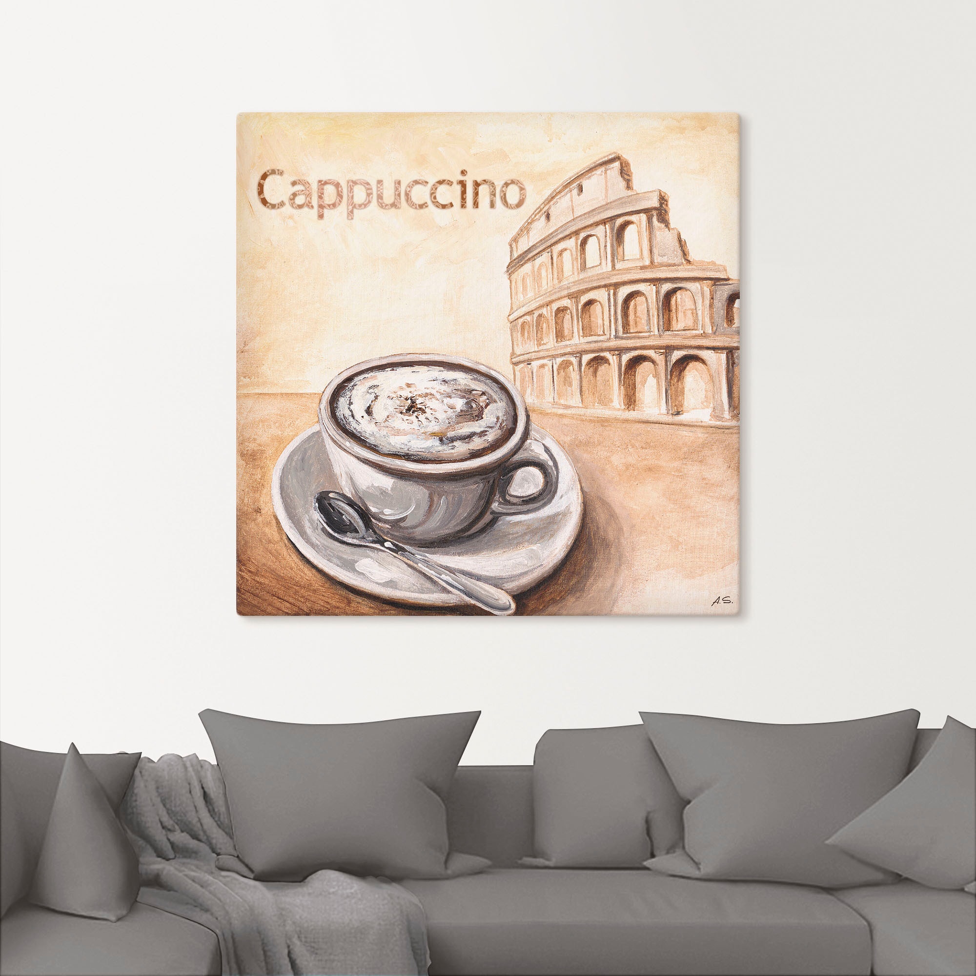 Artland Leinwandbild »Cappuccino in Rom« Kaffee Bilder 1 Stk. tlg. auf Holzrahmen gespannt