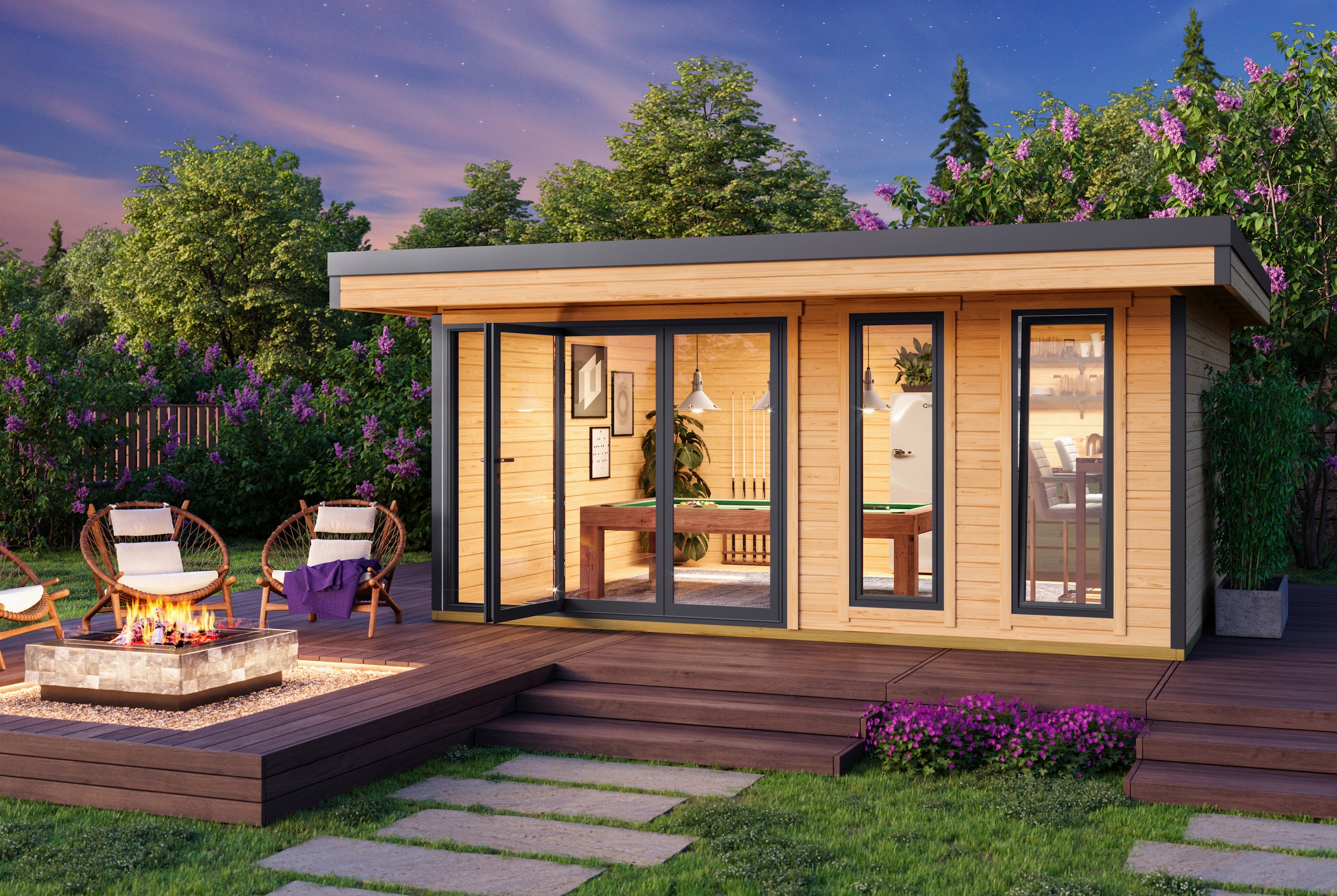 LASITA MAJA Gartenhaus "DOMEO 8 NATUR/ANTHRAZIT" Fundamentmass 5000 x 4000, günstig online kaufen