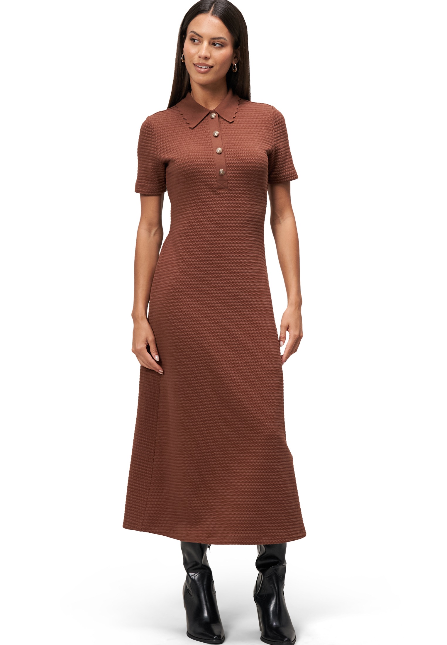 Zero Strickkleid »zero Strickkleid mit Polokragen«, Knopfleiste