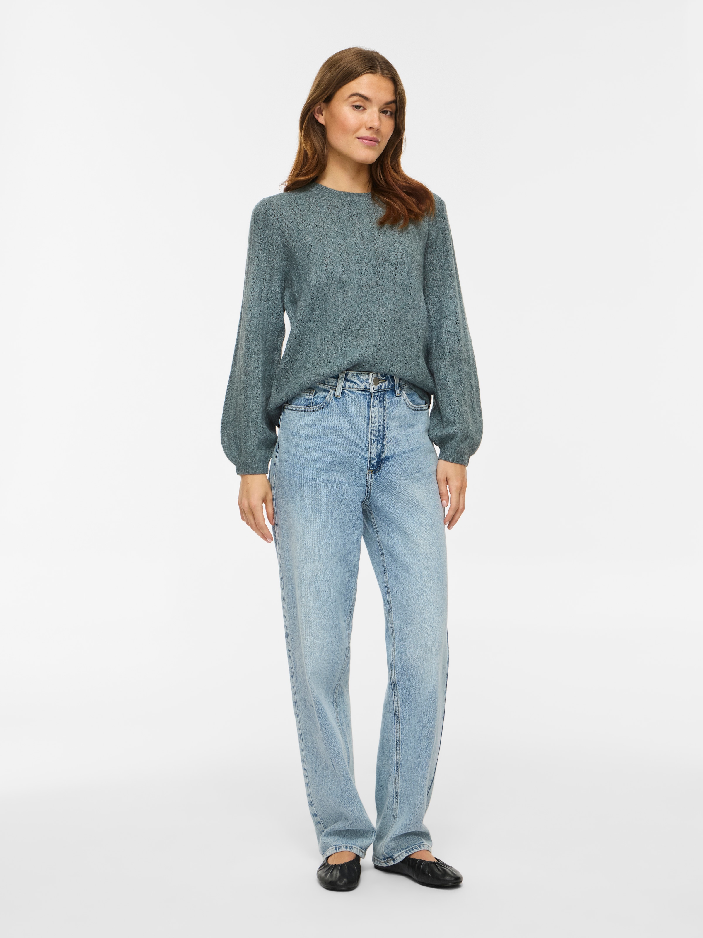 Vila Strickpullover »VILIGA POINTELLE L/S O-NECK TOP -NOOS« Materialmix