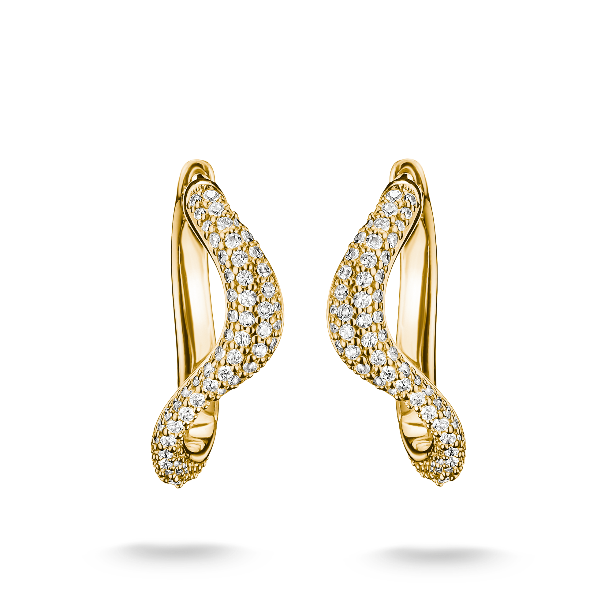 THOMAS SABO Paar Creolen »Fluid Elegance Creolen Pavé gelbgoldfarben« mit Zirkonia (synth.)
