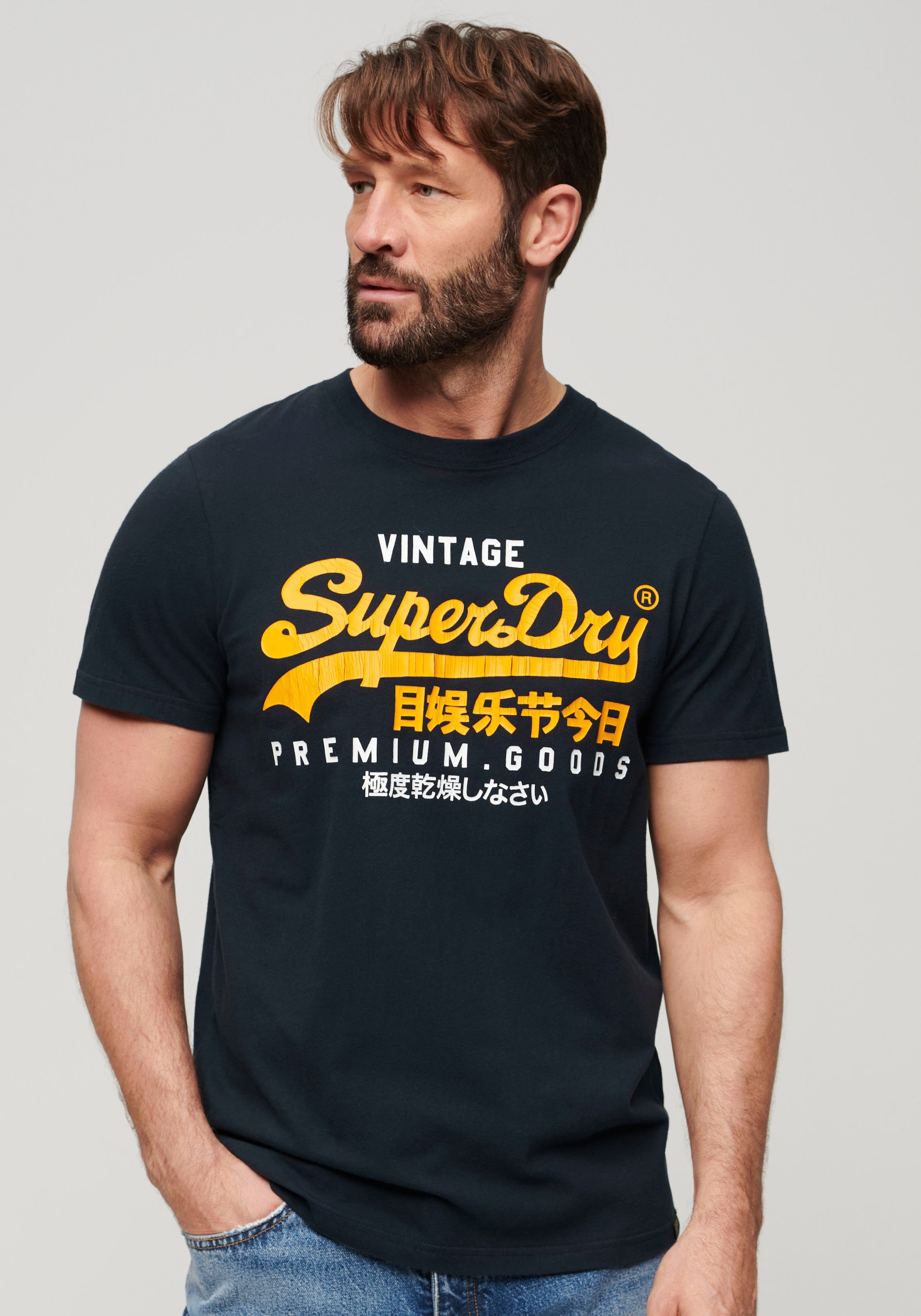 Superdry Print-Shirt "SD-VL DUO TEE", Mit Cracked Print