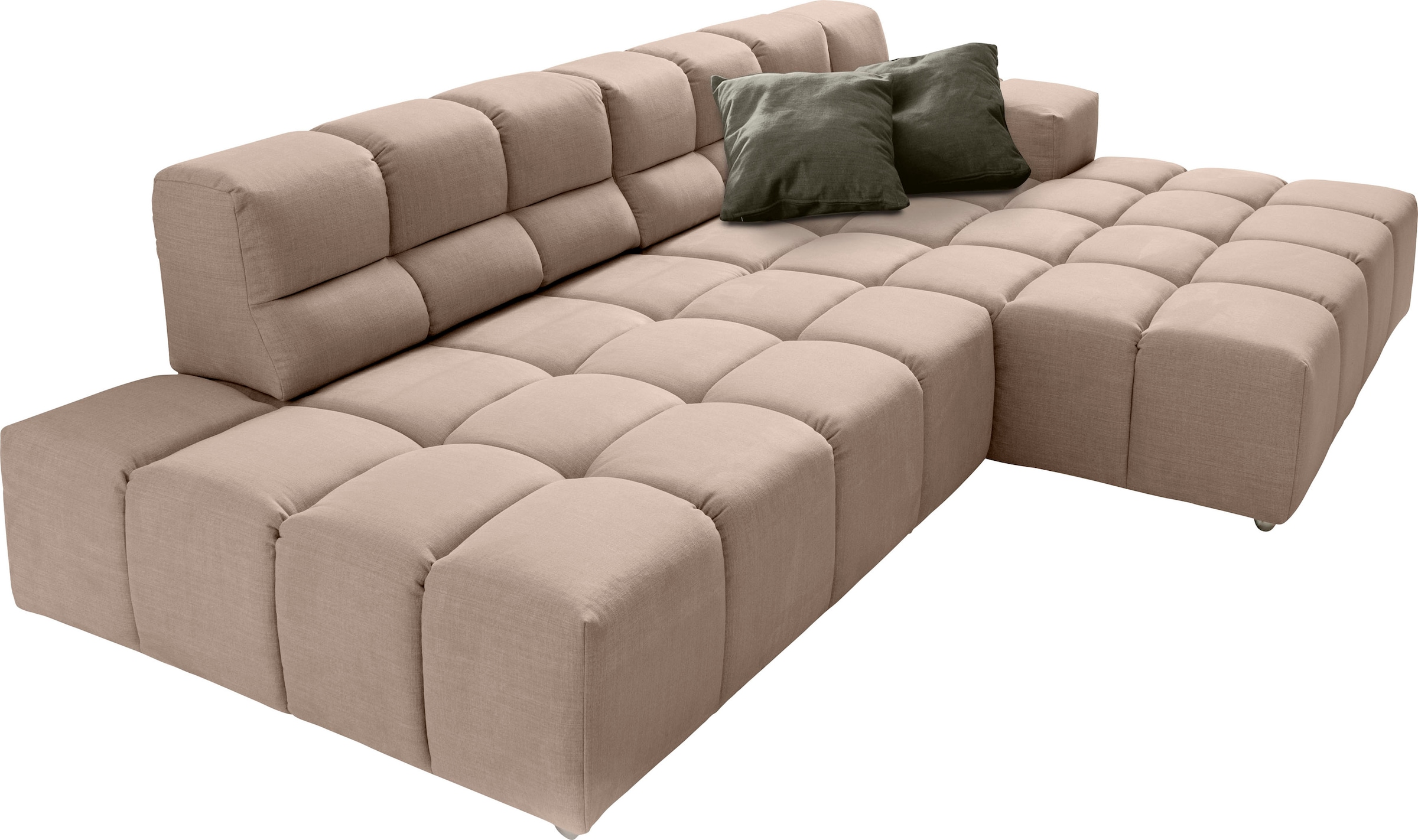 designwerk Ecksofa »Temple, Designsofa trifft hohen Sitzkomfort, L-Form«, Recamiere links oder rechts, mit Sitztiefenverstellung