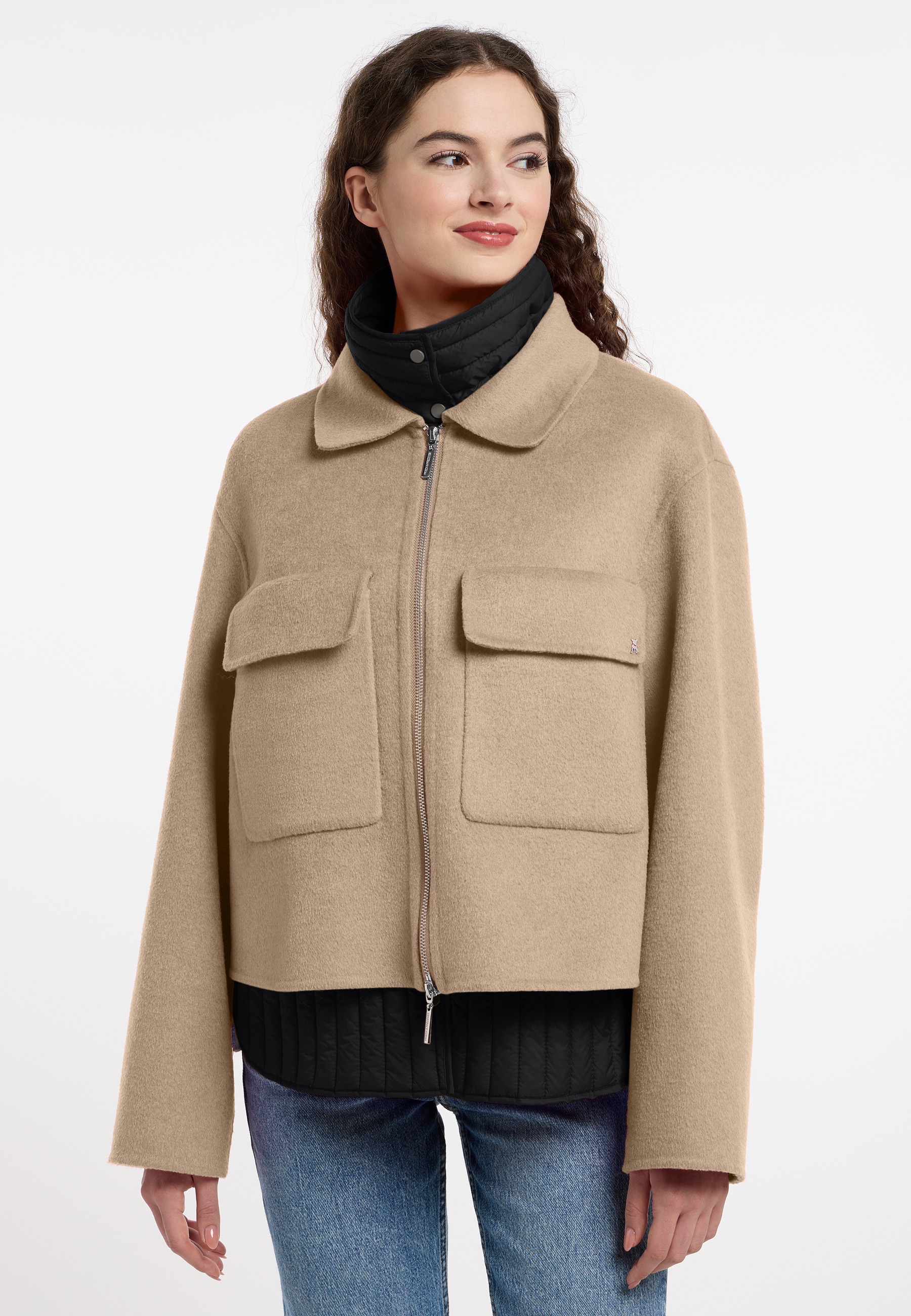 Frieda & Freddies Kurzjacke "Wool Jacket / Hannah", mit Farb- und Materialkombination