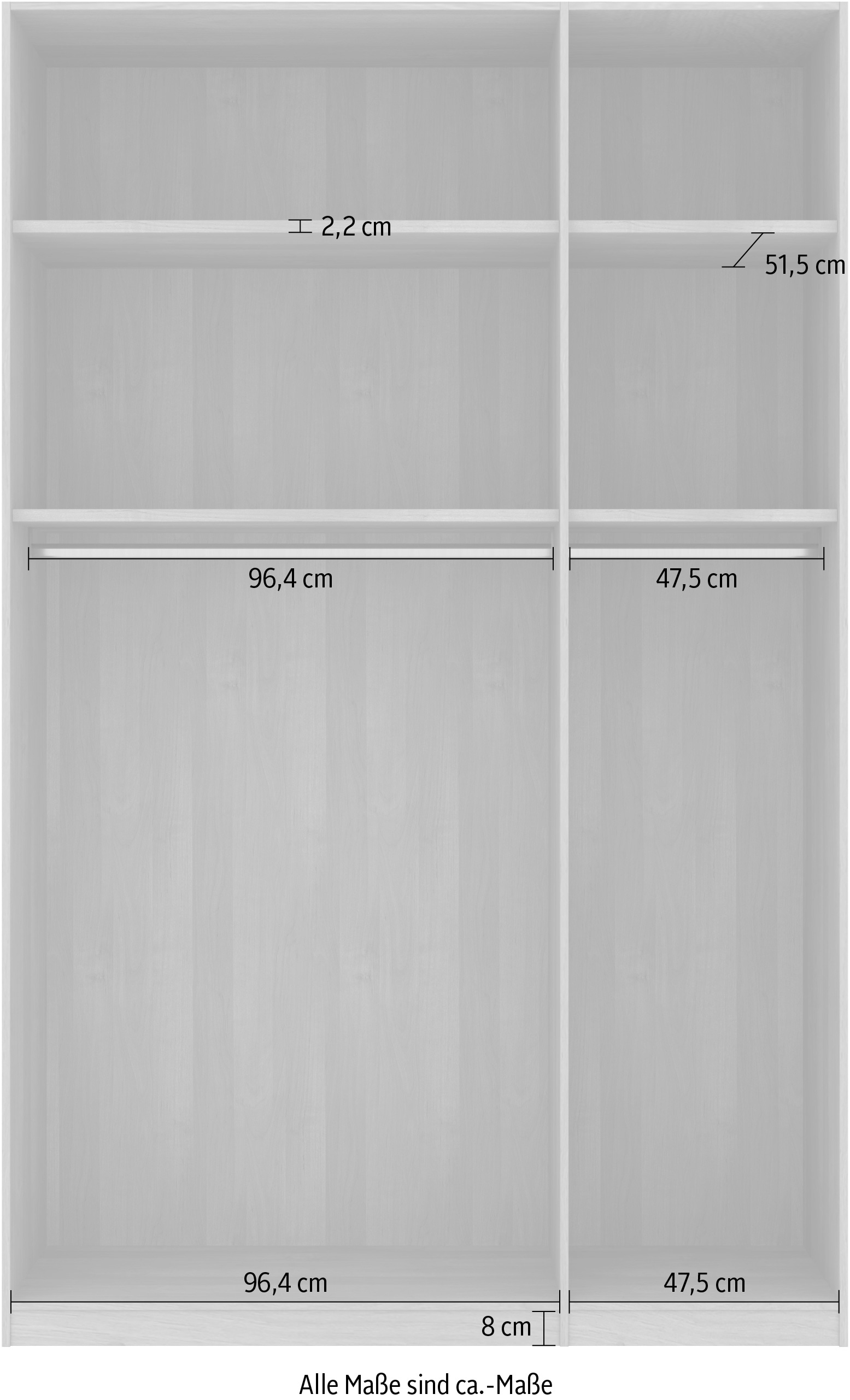 Musterring Drehtürenschrank »Savona, Kleiderschrank, Schrank, Garderobe, teilmassiv Eiche«, (mit Türdämpfern, mit Spiegel oder Glas, extra Böden, MADE IN GERMANY), Türen in Bianco-Eiche massiv, Spiegel-/Glastüren, verschiedene Größen