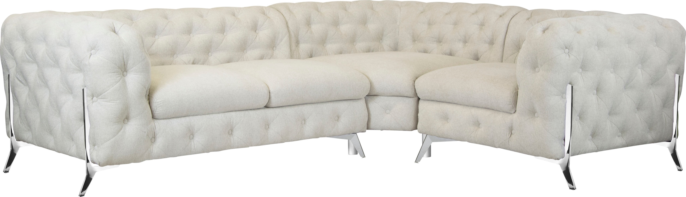 Leonique Chesterfield-Sofa "Amaury L-Form", moderne Chersterfield-Optik, Breite 262 cm, Fußfarbe wählbar